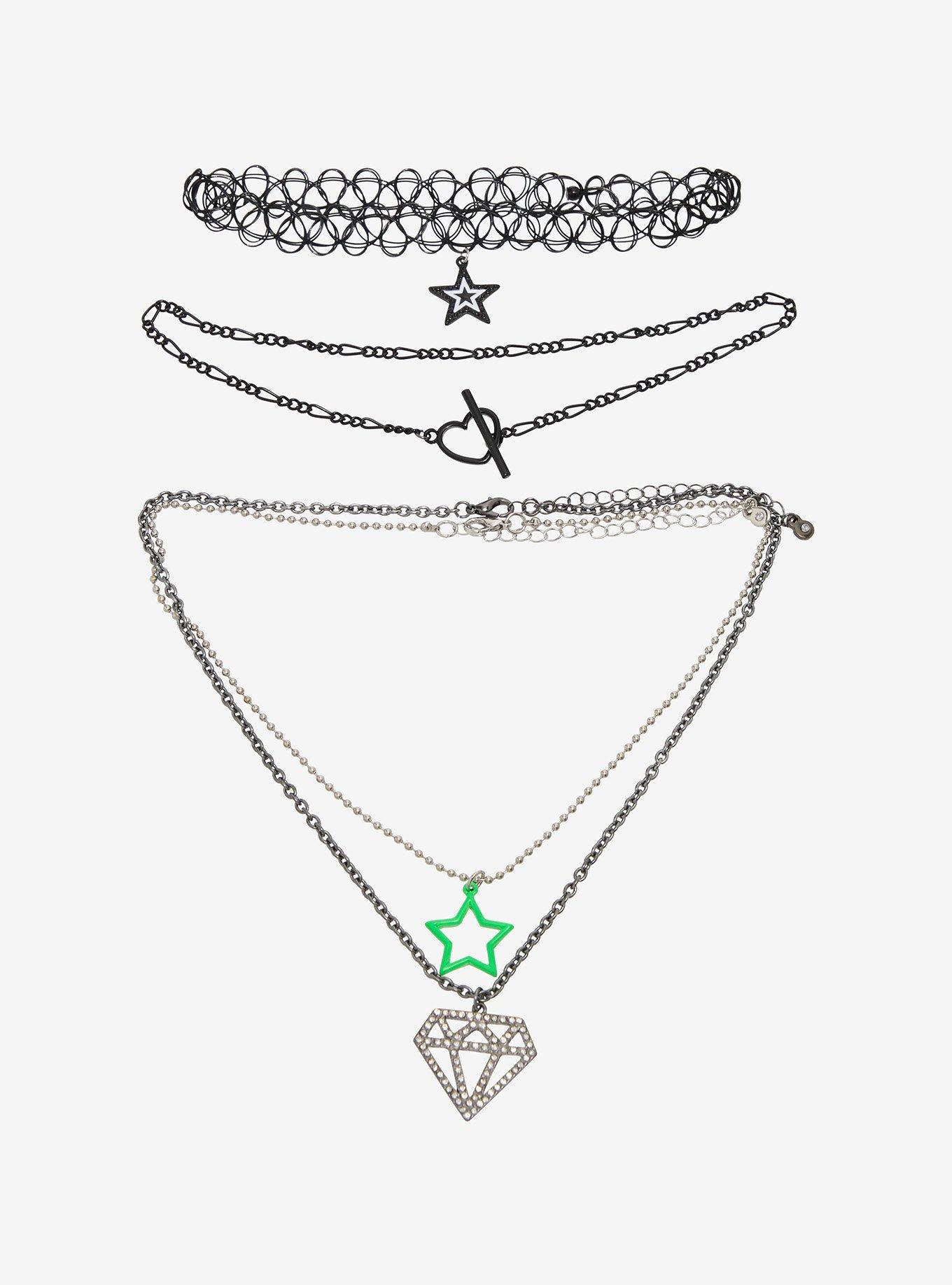 Diamond Star Heart Necklace Set, , hi-res