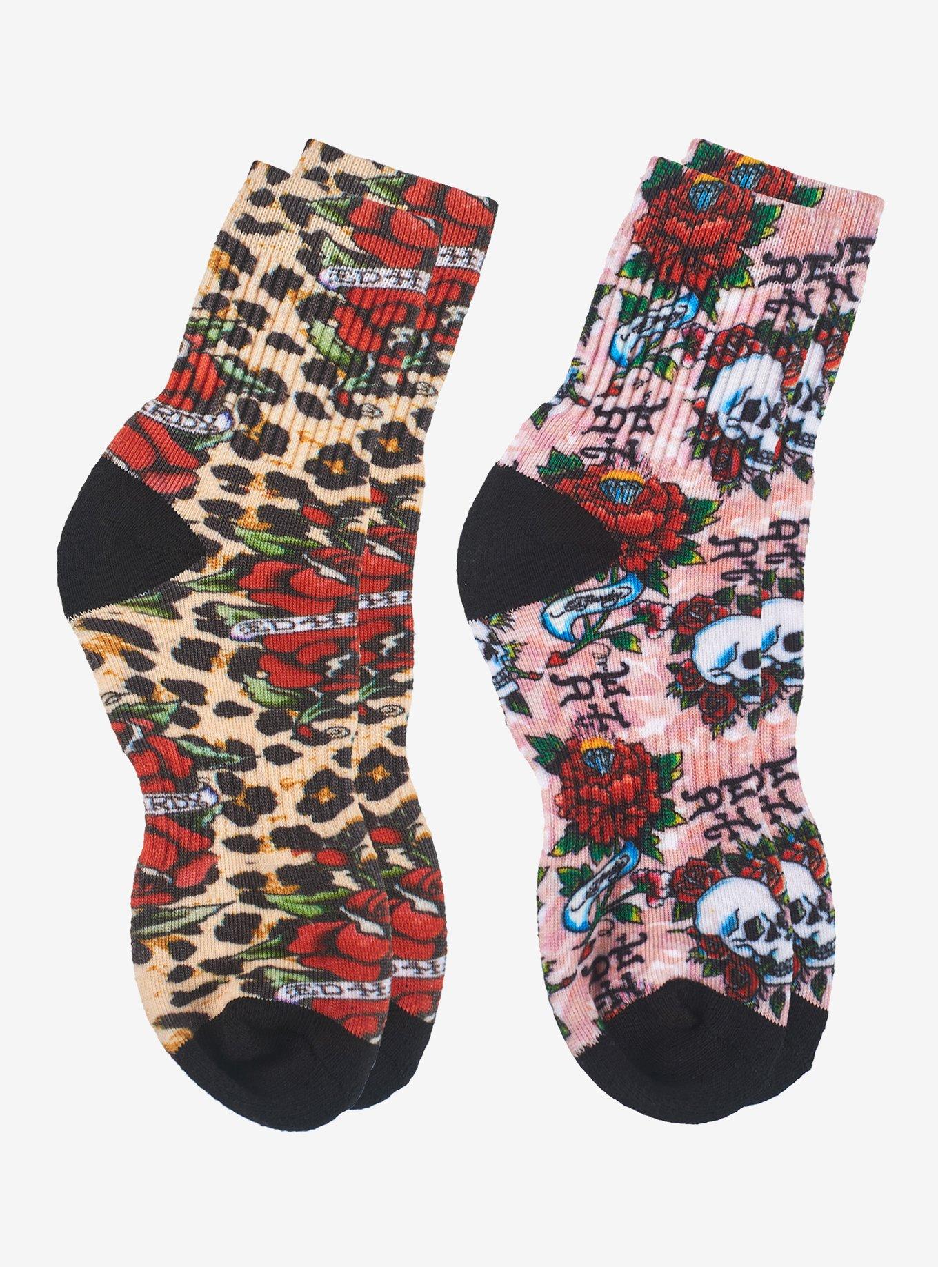Ed Hardy Ladies 360 Digital Mid Crew 2-Pack Socks, , alternate