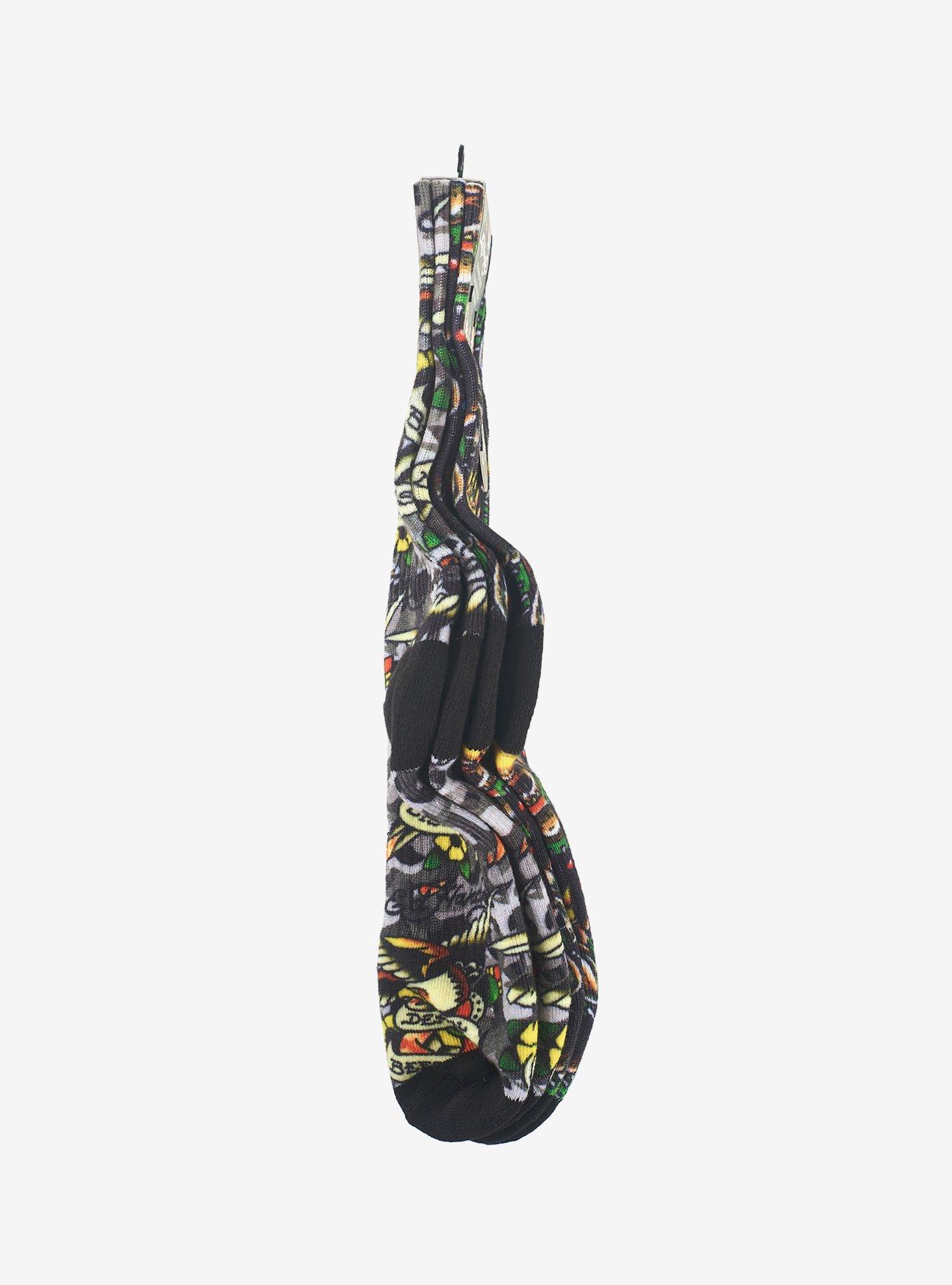 Ed Hardy Bulldog Eagle 360 Printed Crew 2-Pack Men's Socks, , alternate
