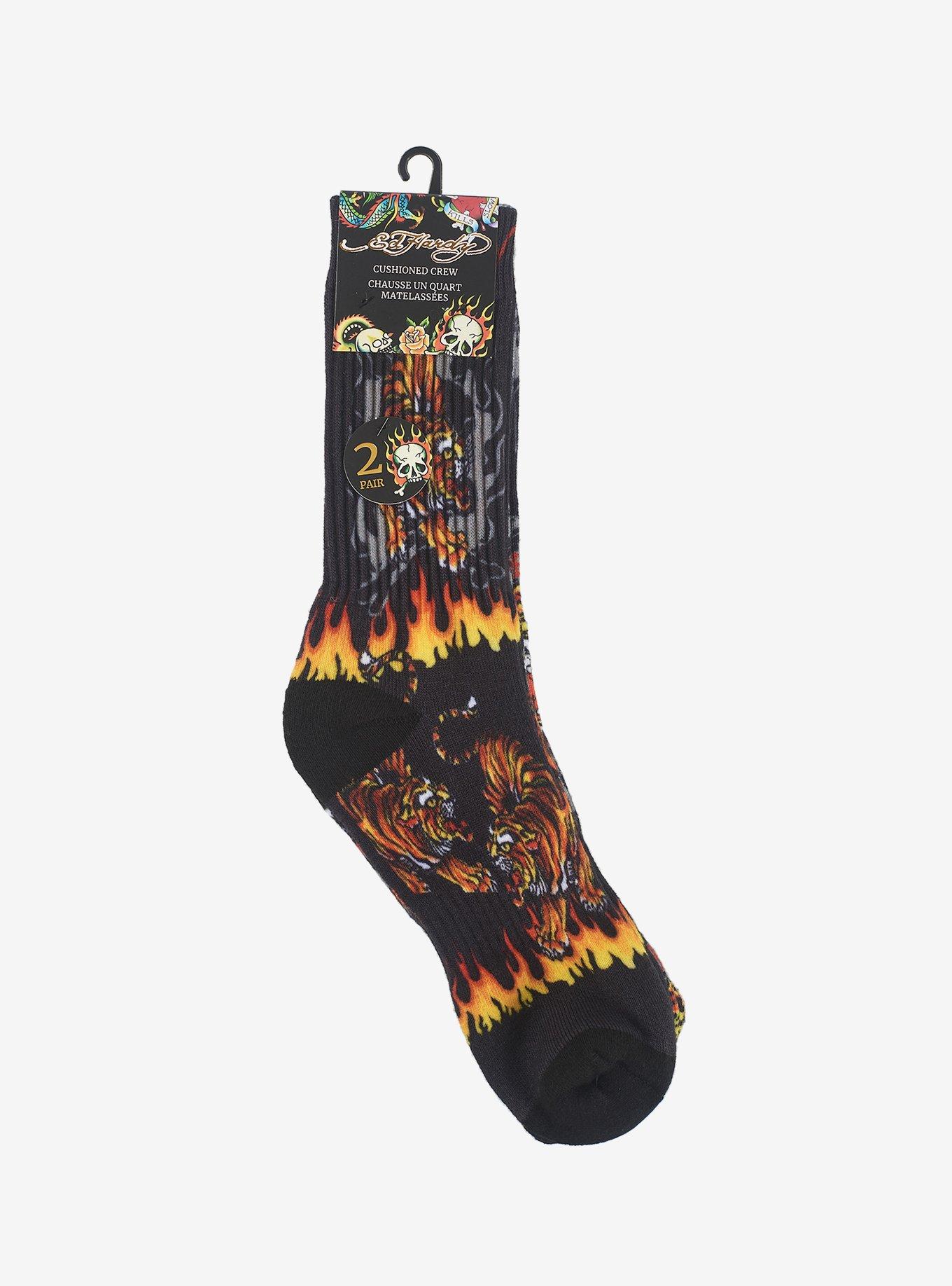 Ed Hardy Prowling Tiger 360 Printed Crew 2-Pack Men's Socks, , hi-res