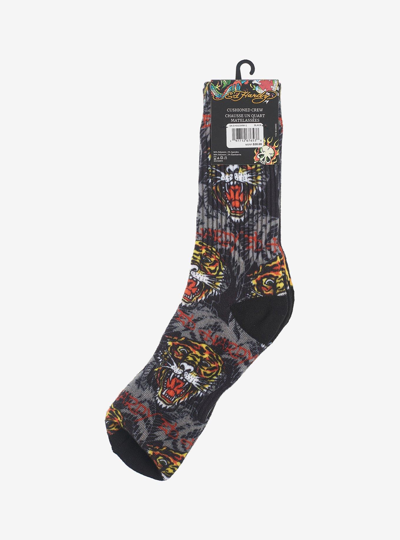 Ed Hardy Prowling Tiger 360 Printed Crew 2-Pack Men's Socks, , alternate