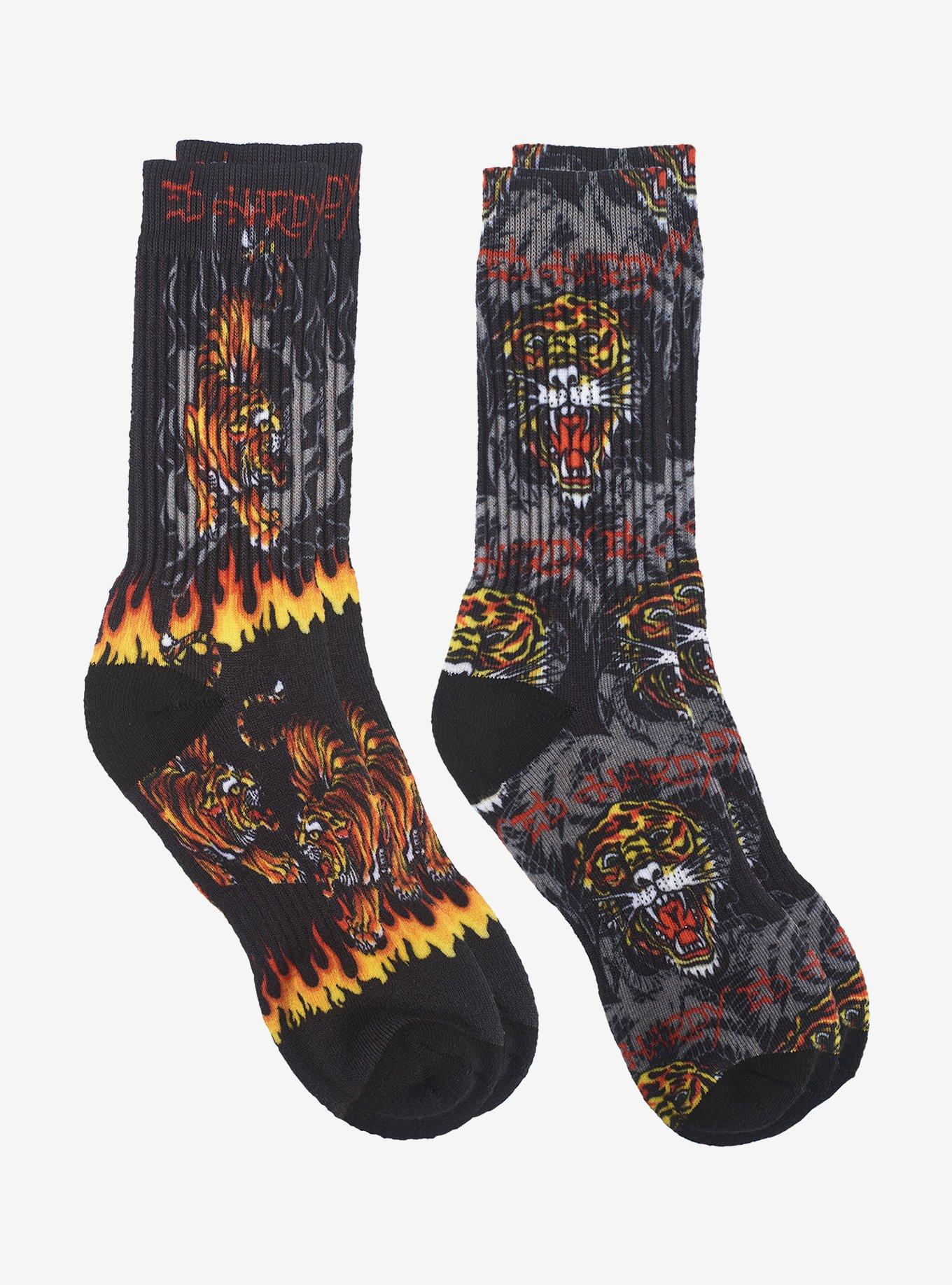 Ed Hardy Prowling Tiger 360 Printed Crew 2-Pack Men's Socks, , alternate