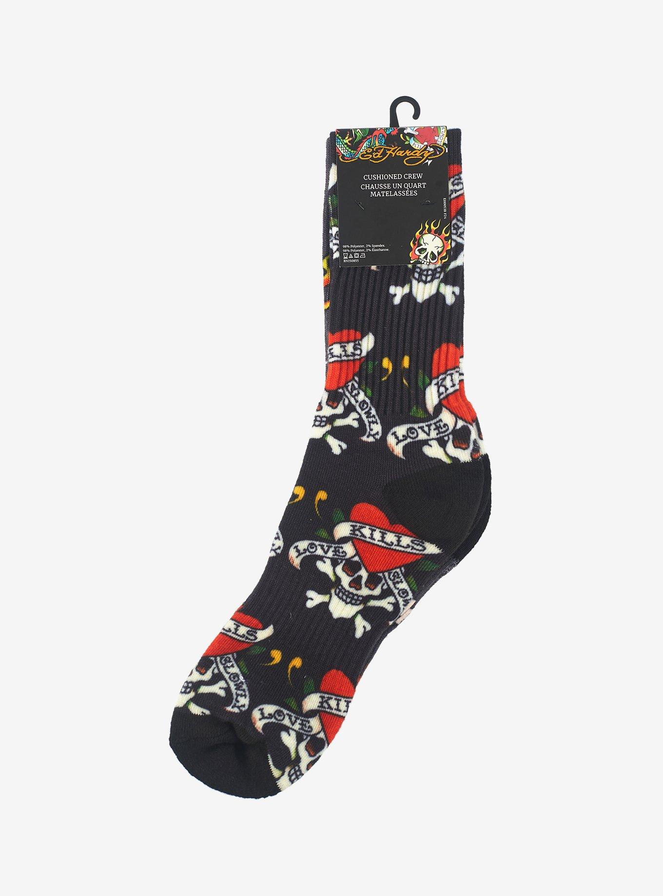 Ed Hardy Skull 360 Printed Crew 2-Pack Men's Socks, , alternate