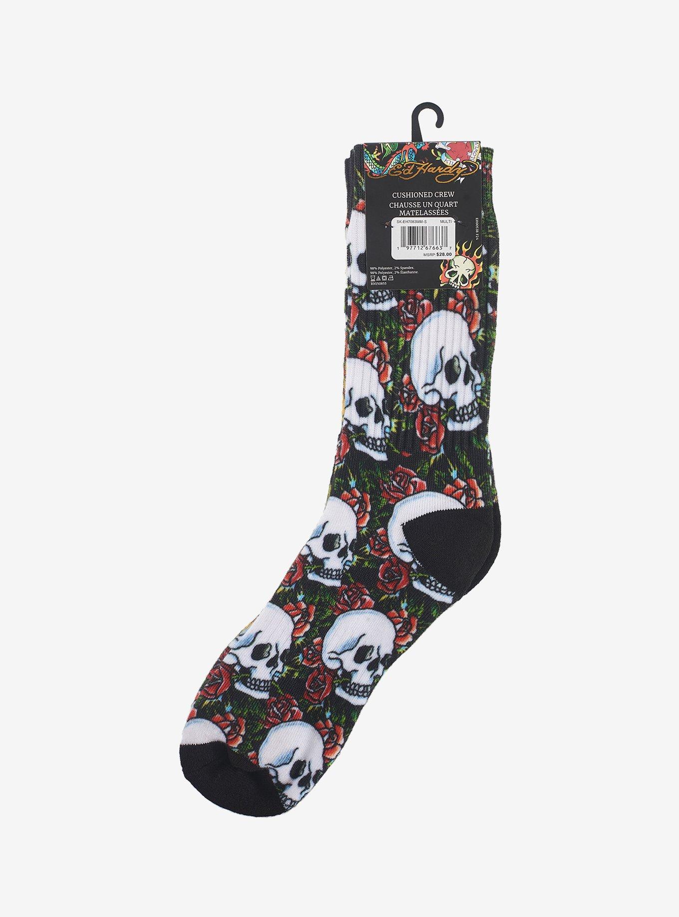 Ed Hardy Digital Print Skulls Crew 2-Pack Men's Socks, , alternate