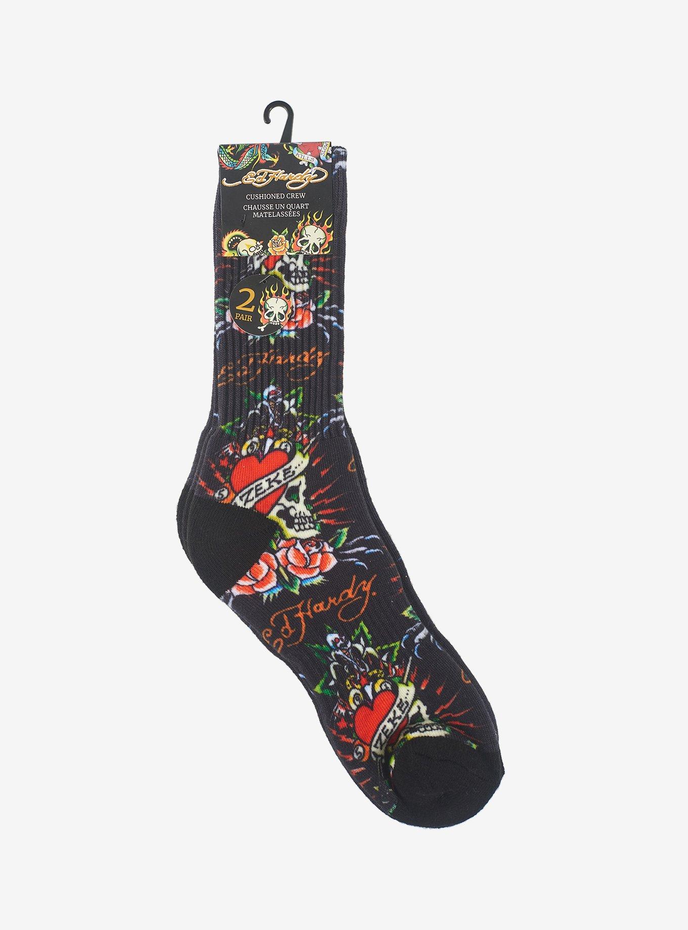 Ed Hardy Digital Print Crew 2-Pack Men's Socks, , hi-res