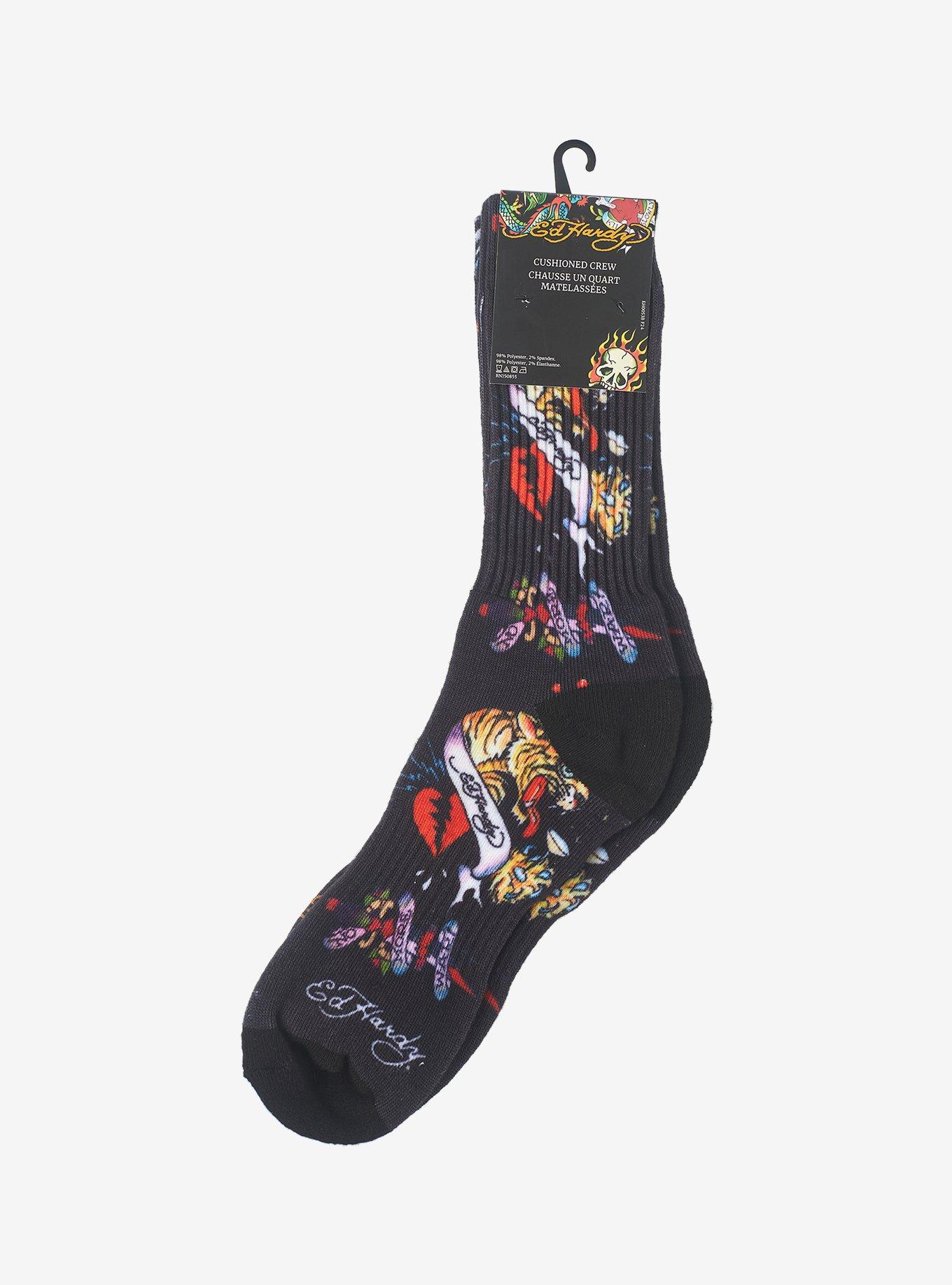 Ed Hardy Digital Print Crew 2-Pack Men's Socks, , alternate