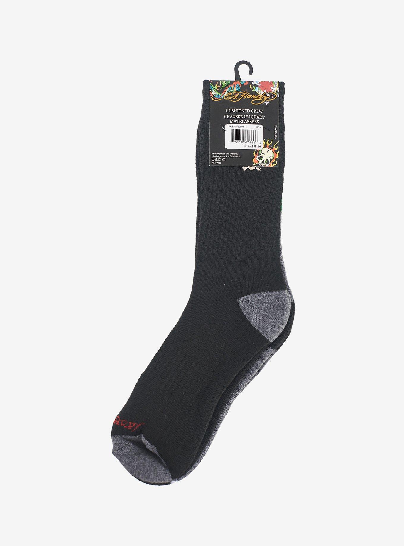 Ed Hardy Rose Skull 360 Printed Solid & Embroidered 3-Pack Men's Socks, , alternate