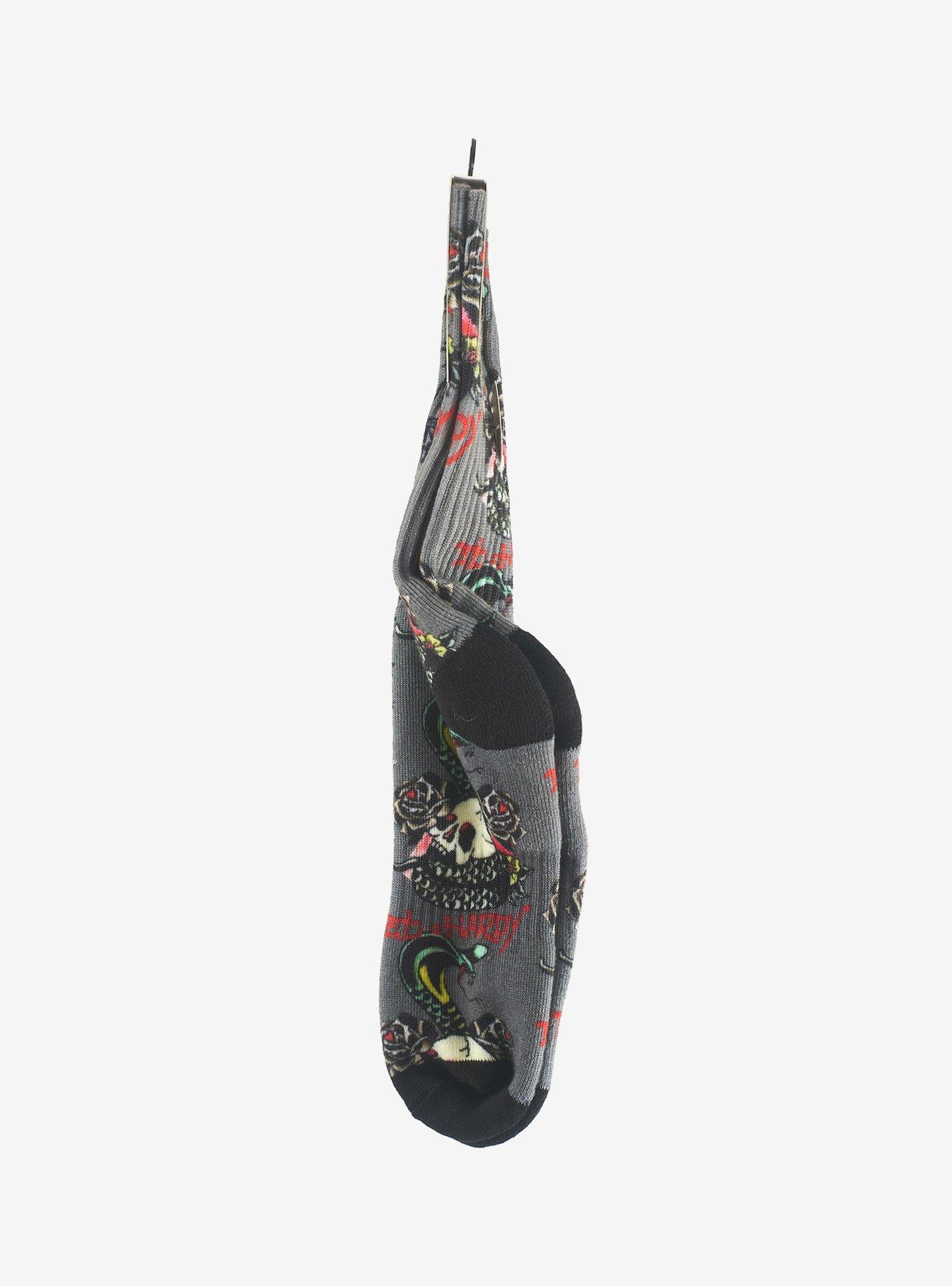 Ed Hardy Snake Skull 360 Printed Crew Men's Socks, , alternate