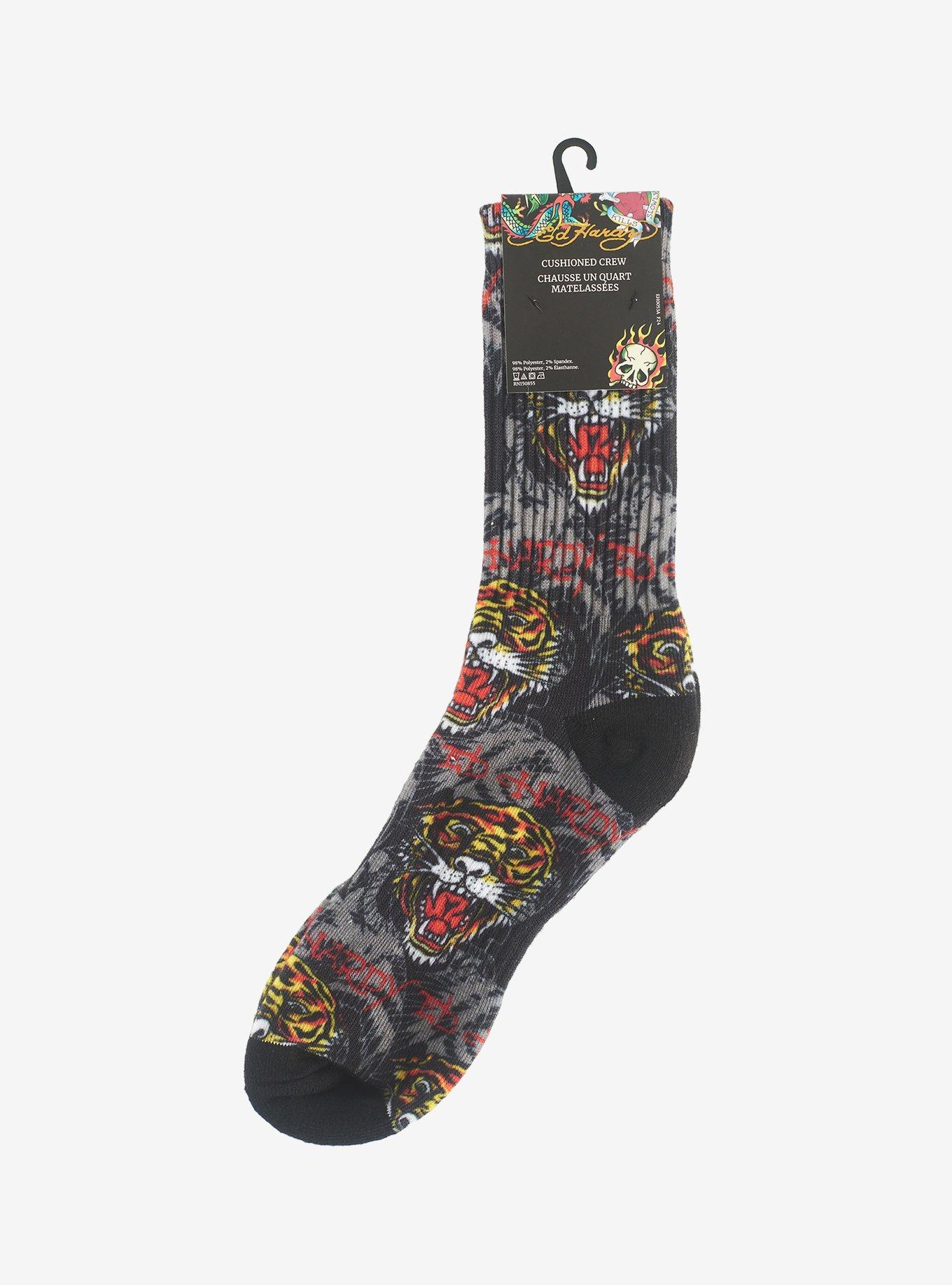 Ed Hardy Tiger 360 Printed Crew Men's Socks, , hi-res