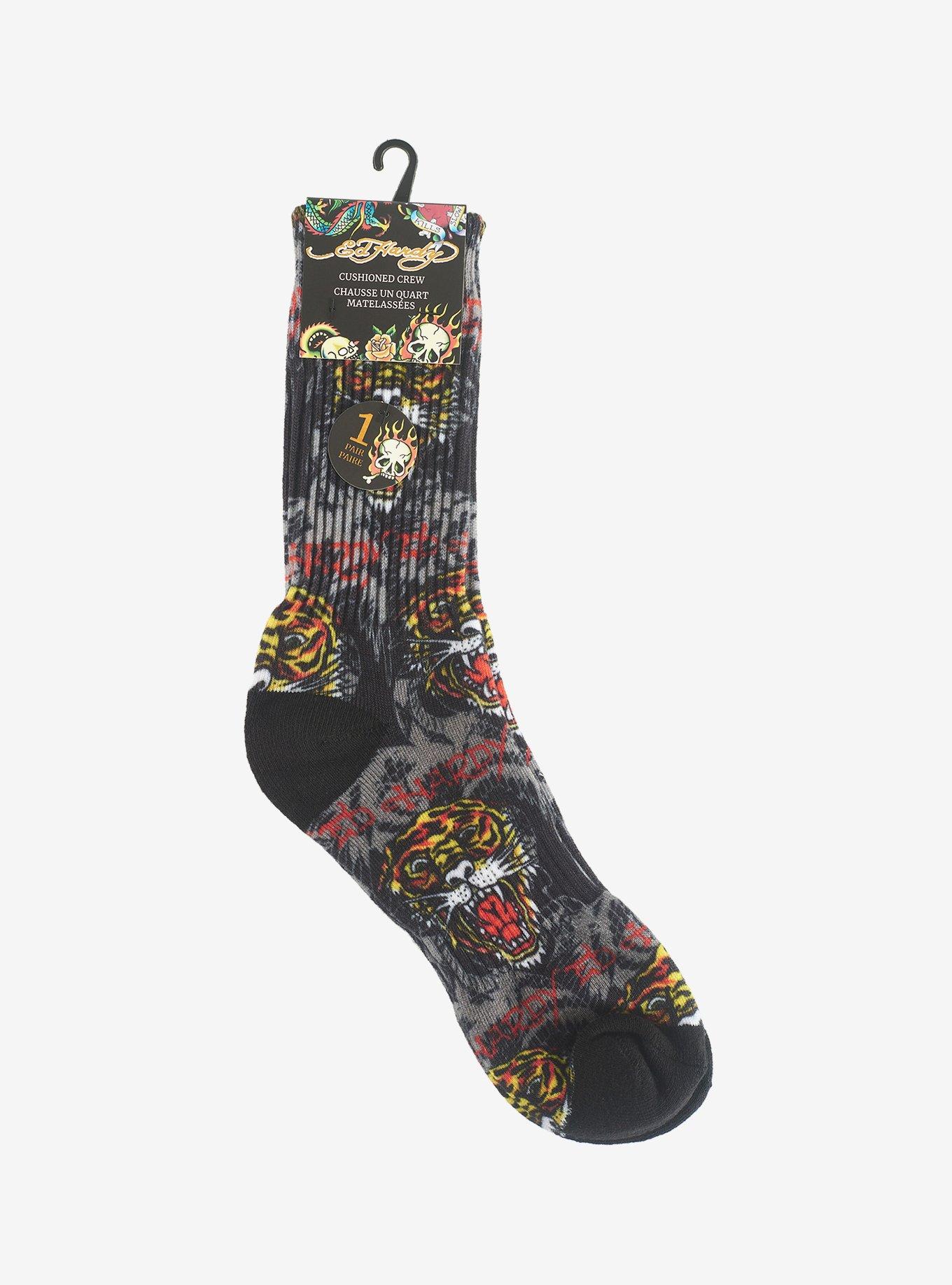 Ed Hardy Tiger 360 Printed Crew Men's Socks, , alternate
