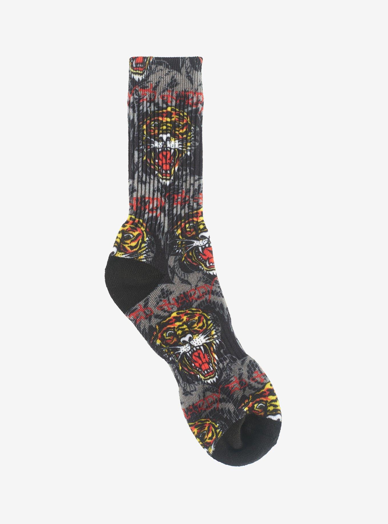 Ed Hardy Tiger 360 Printed Crew Men's Socks, , alternate
