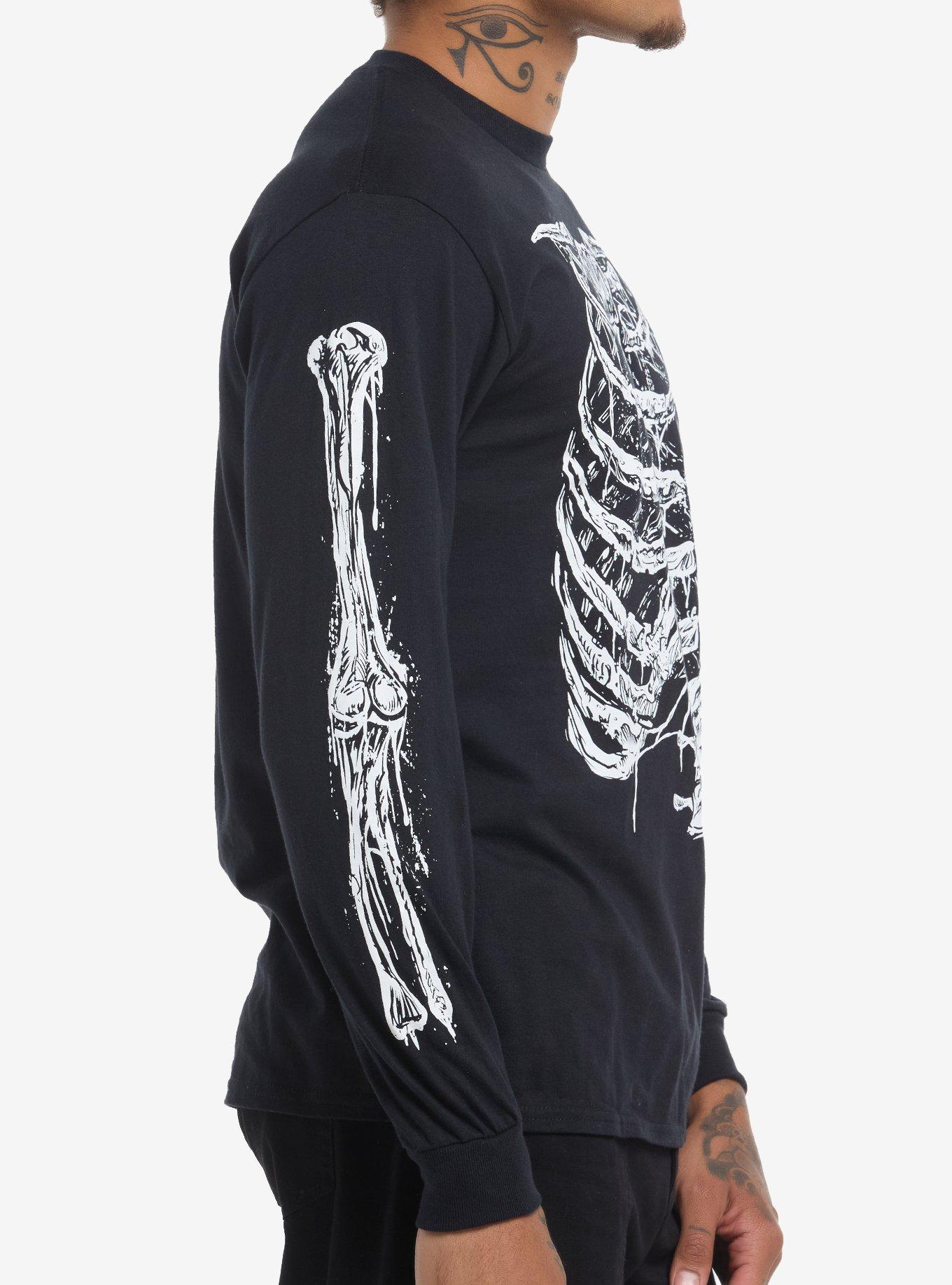 Skeleton Rib Cage Long-Sleeve T-Shirt By Vertebrae33, BLACK, alternate