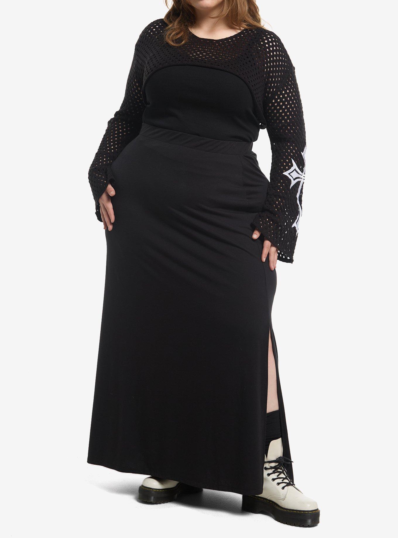 Black & White Cross Girls Knit Shrug Plus Size, , hi-res