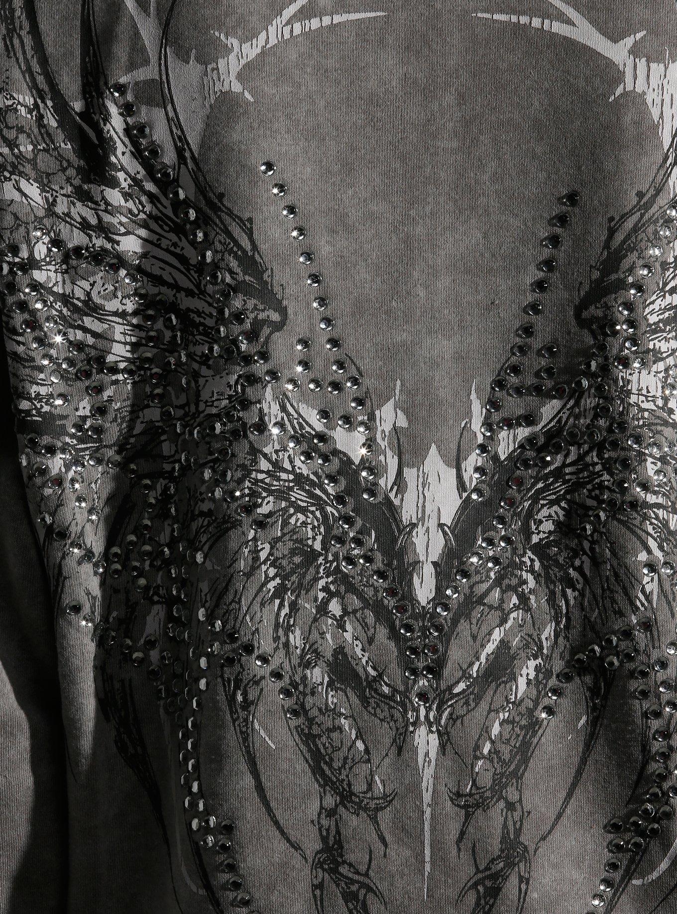 Social Collision Light Grey Cyber Wings & Cross Girls Hoodie, , alternate