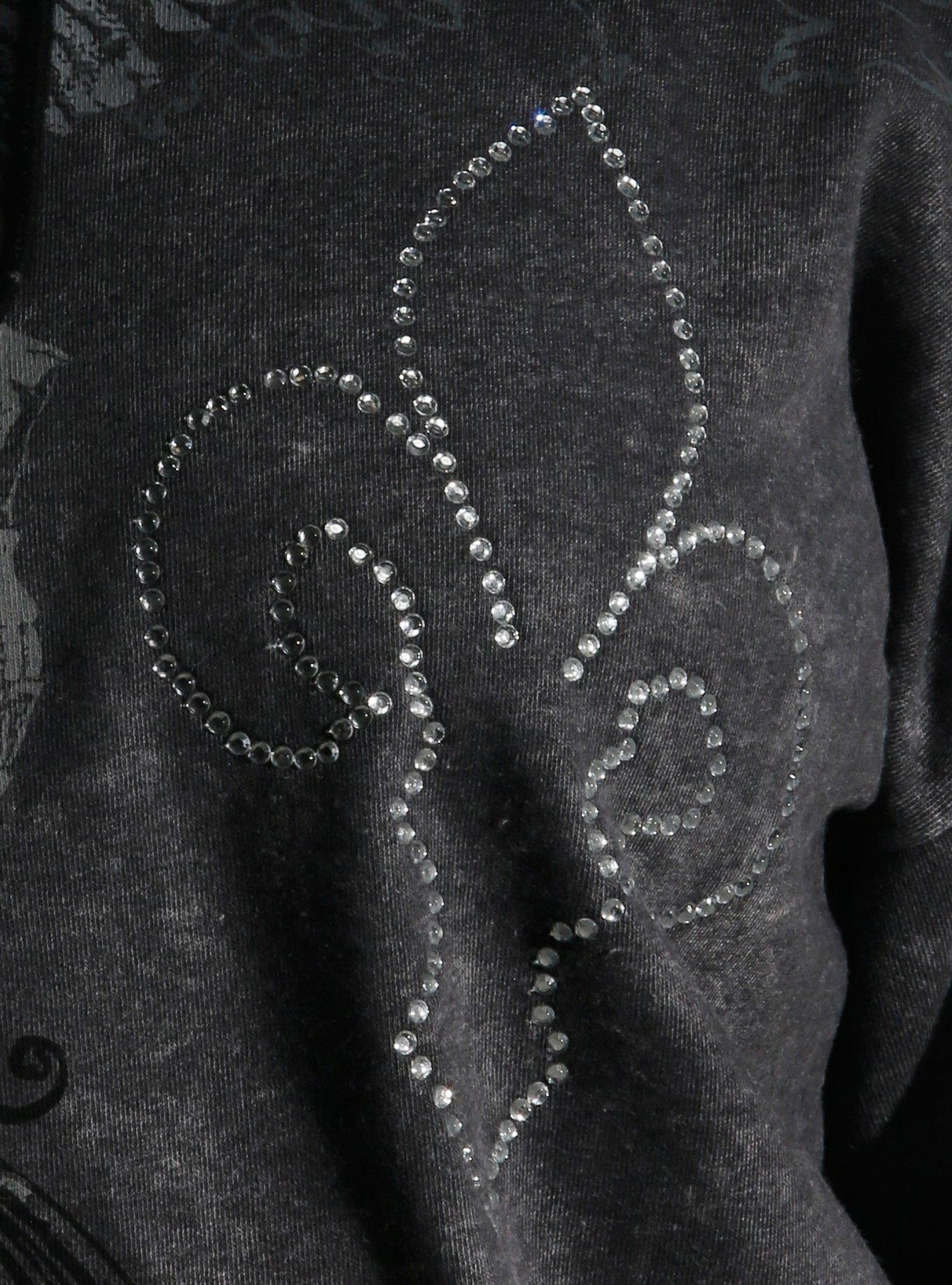 Skull Wing & Cross Girls Hoodie Plus Size, RED, alternate