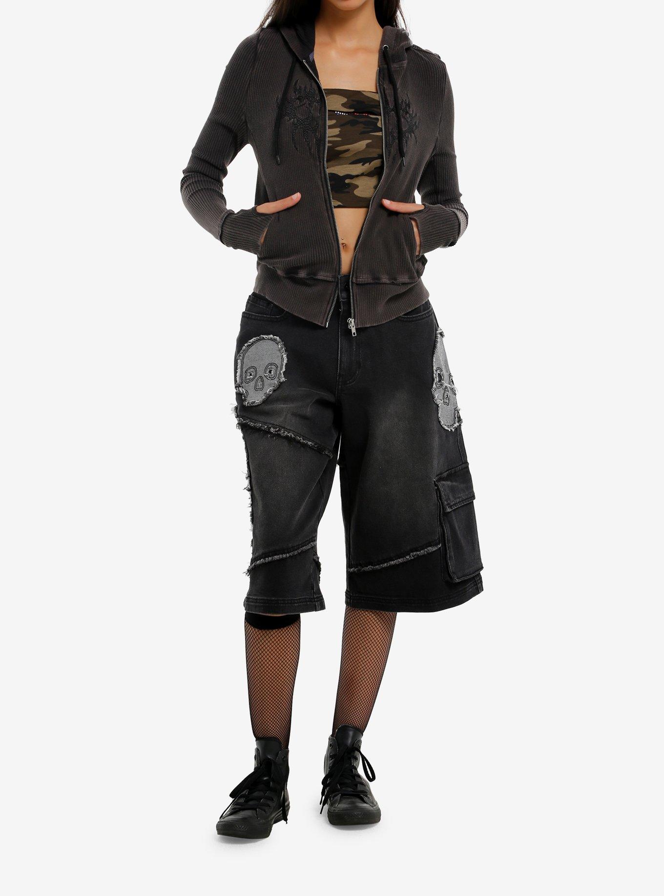 Social Collision Heart Cyber Sigil Ribbed Girls Fitted Hoodie, , hi-res