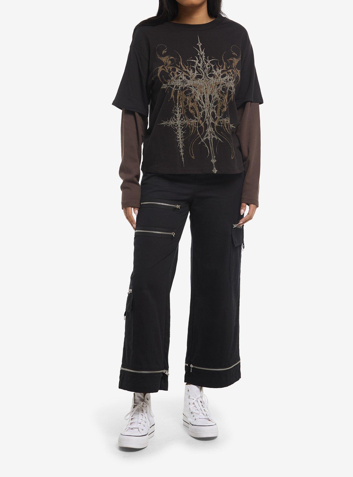 Thorn & Fable Butterfly Cross Girls Long-Sleeve Twofer, , hi-res