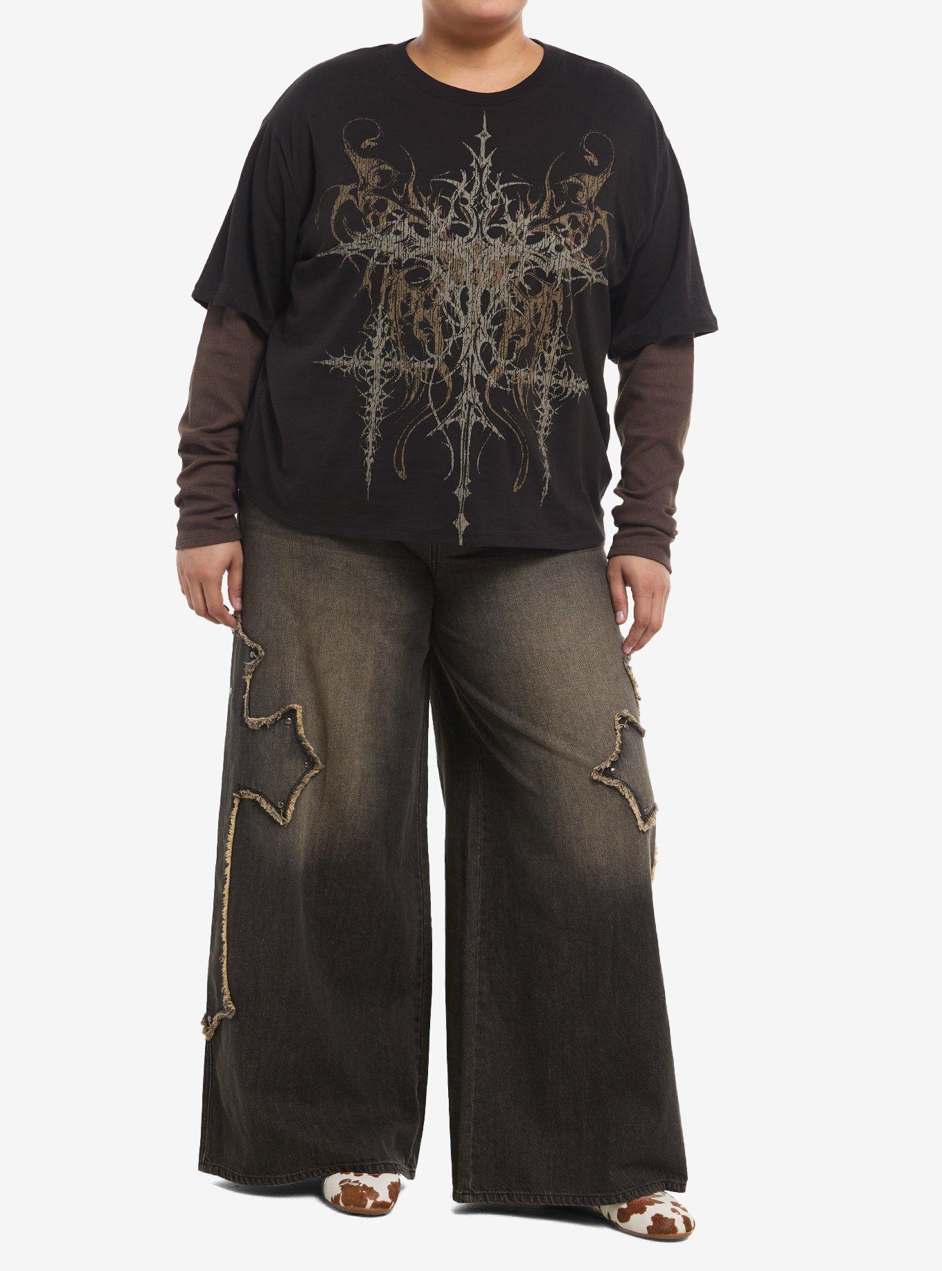 Thorn & Fable Butterfly Cross Girls Long-Sleeve Twofer Plus Size, , hi-res