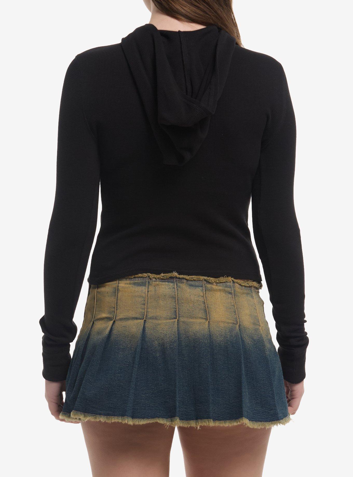 Rhinestone Crosses Hooded Girls Thermal Top, , hi-res