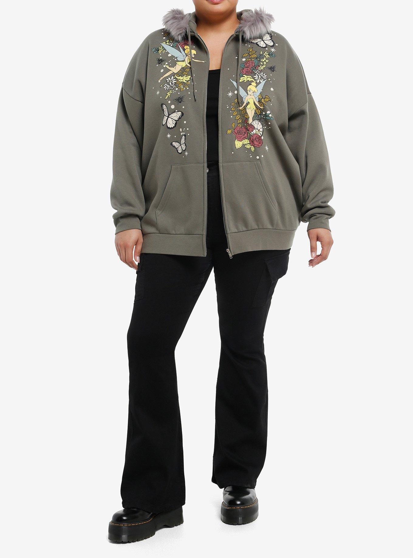 Disney Peter Pan Tinker Bell Fuzzy Hood Girls Hoodie Plus Size, , hi-res