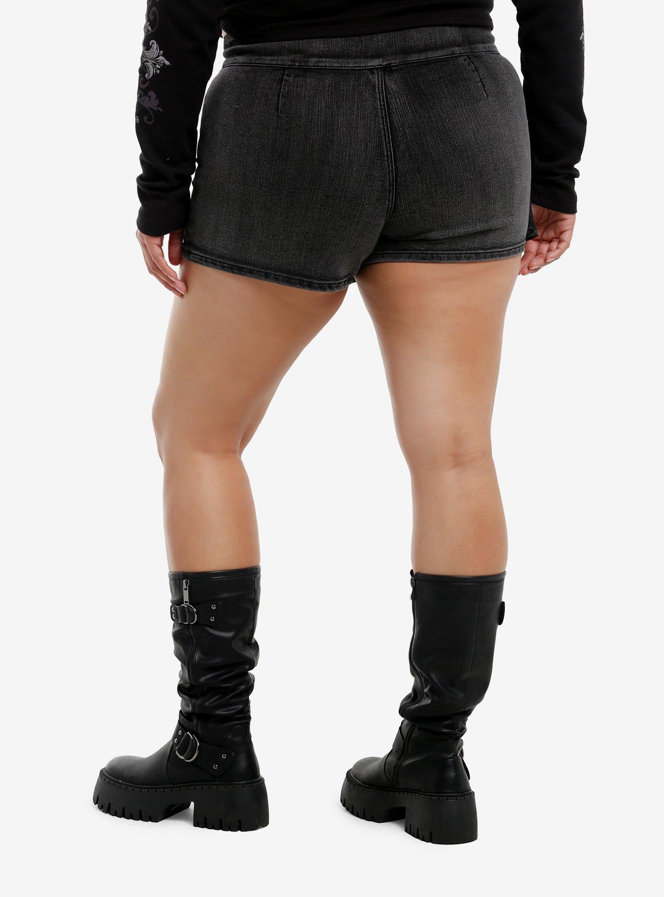 Grey Wash Pleated Skort Plus Size, , hi-res