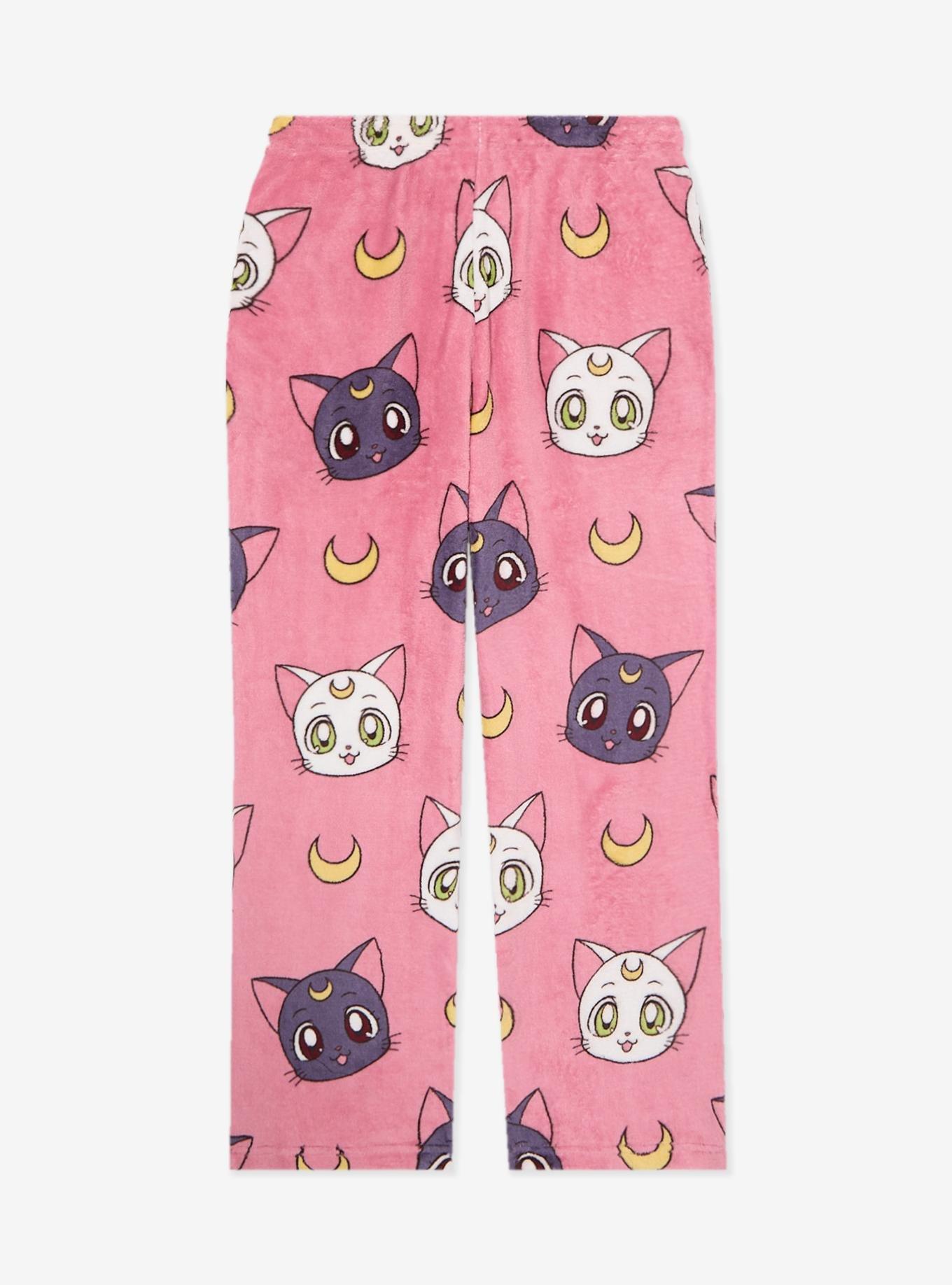 Sailor Moon Luna & Artemis Allover Print Plush Plus Size Sleep Pants - BoxLunch Exclusive, , hi-res
