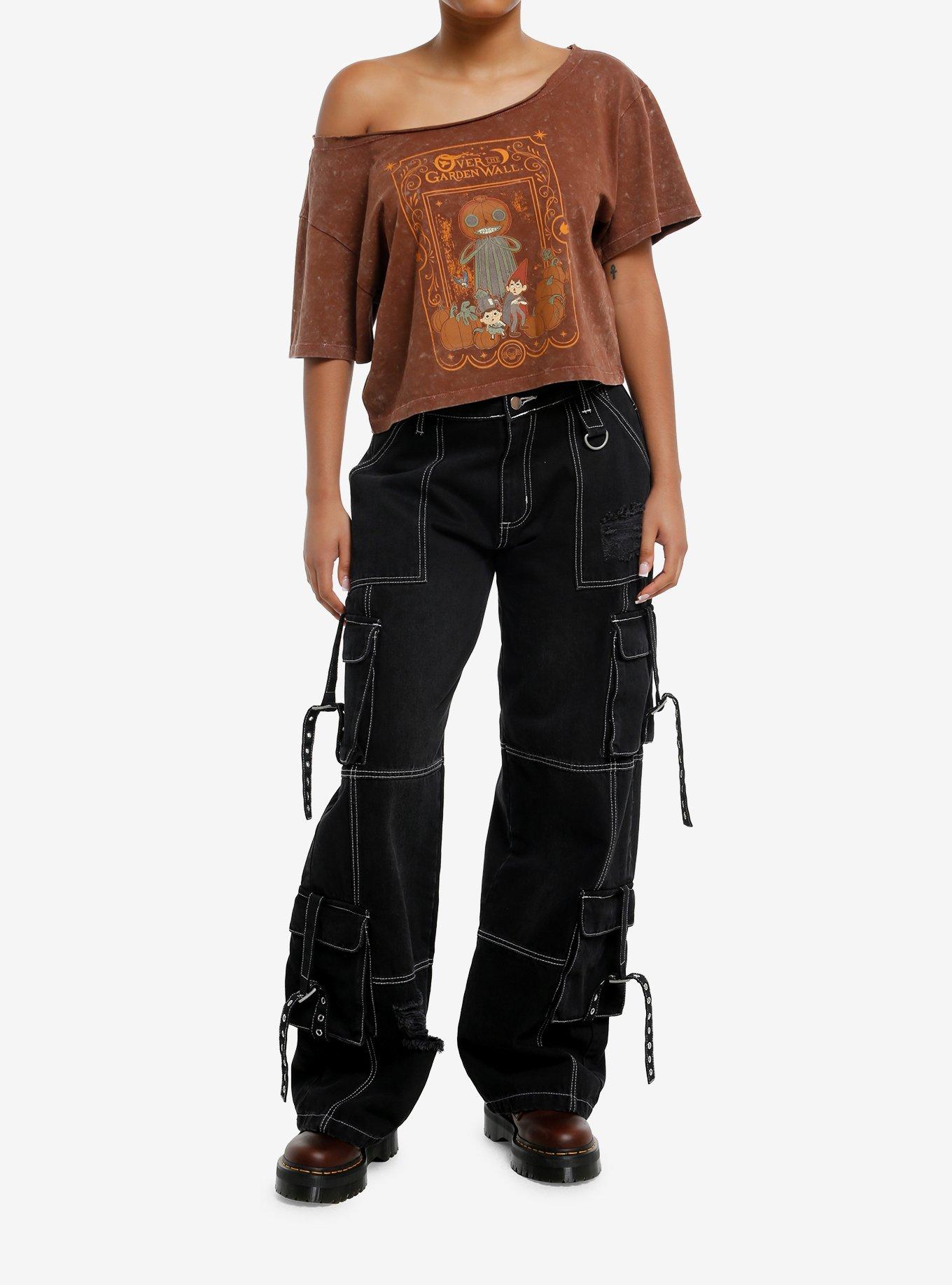 Over The Garden Wall Pottsfield Brown Wash Girls Off-The-Shoulder T-Shirt, , hi-res