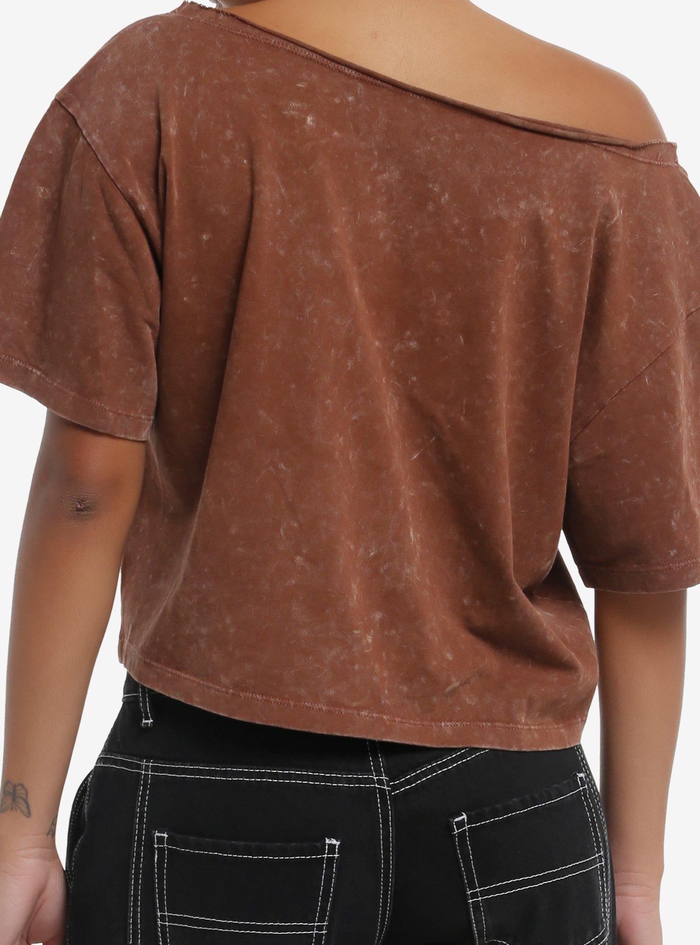 Over The Garden Wall Pottsfield Brown Wash Girls Off-The-Shoulder T-Shirt, , alternate