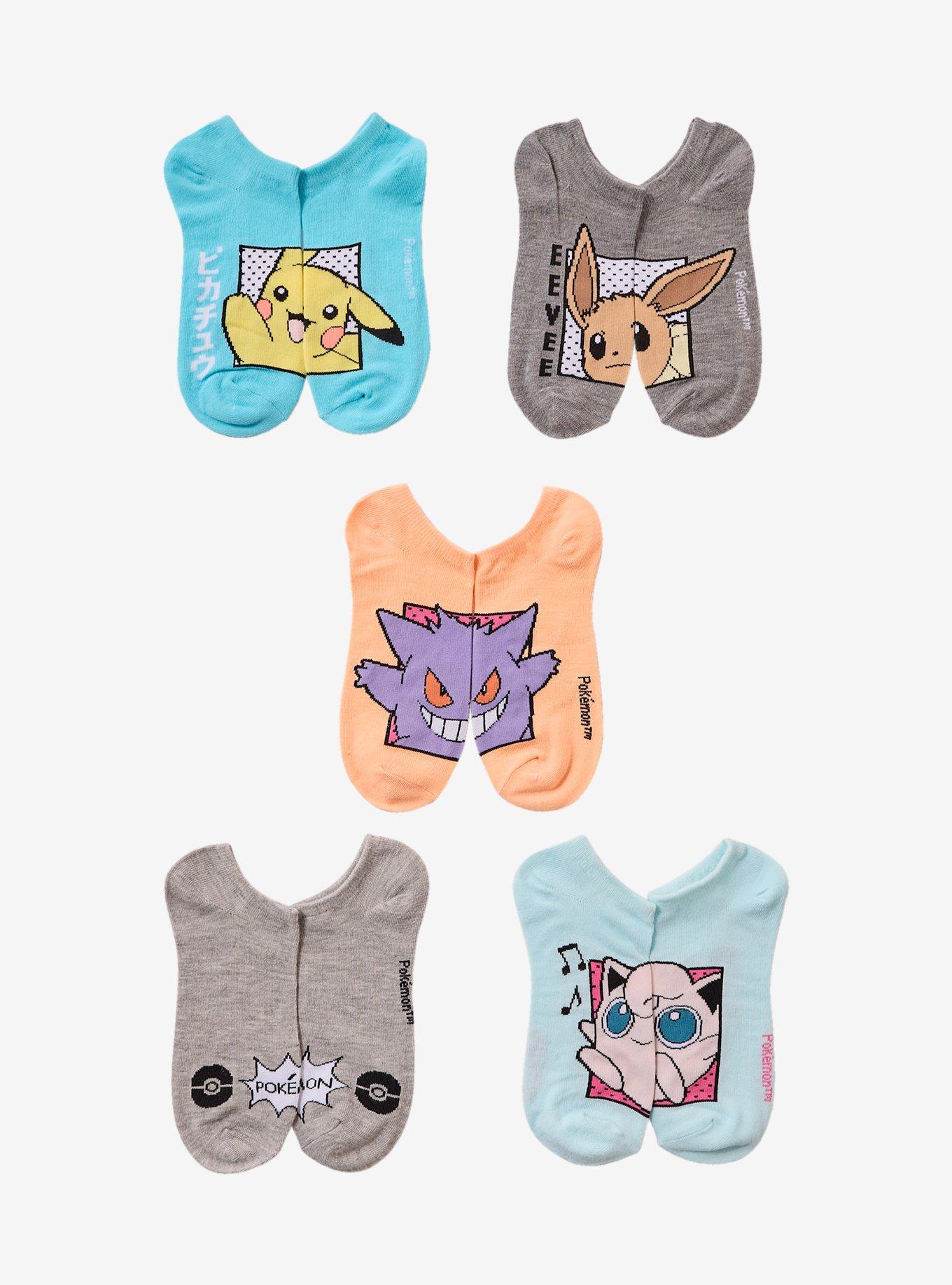 Pokémon Faces No-Show Socks 5 Pair, , hi-res