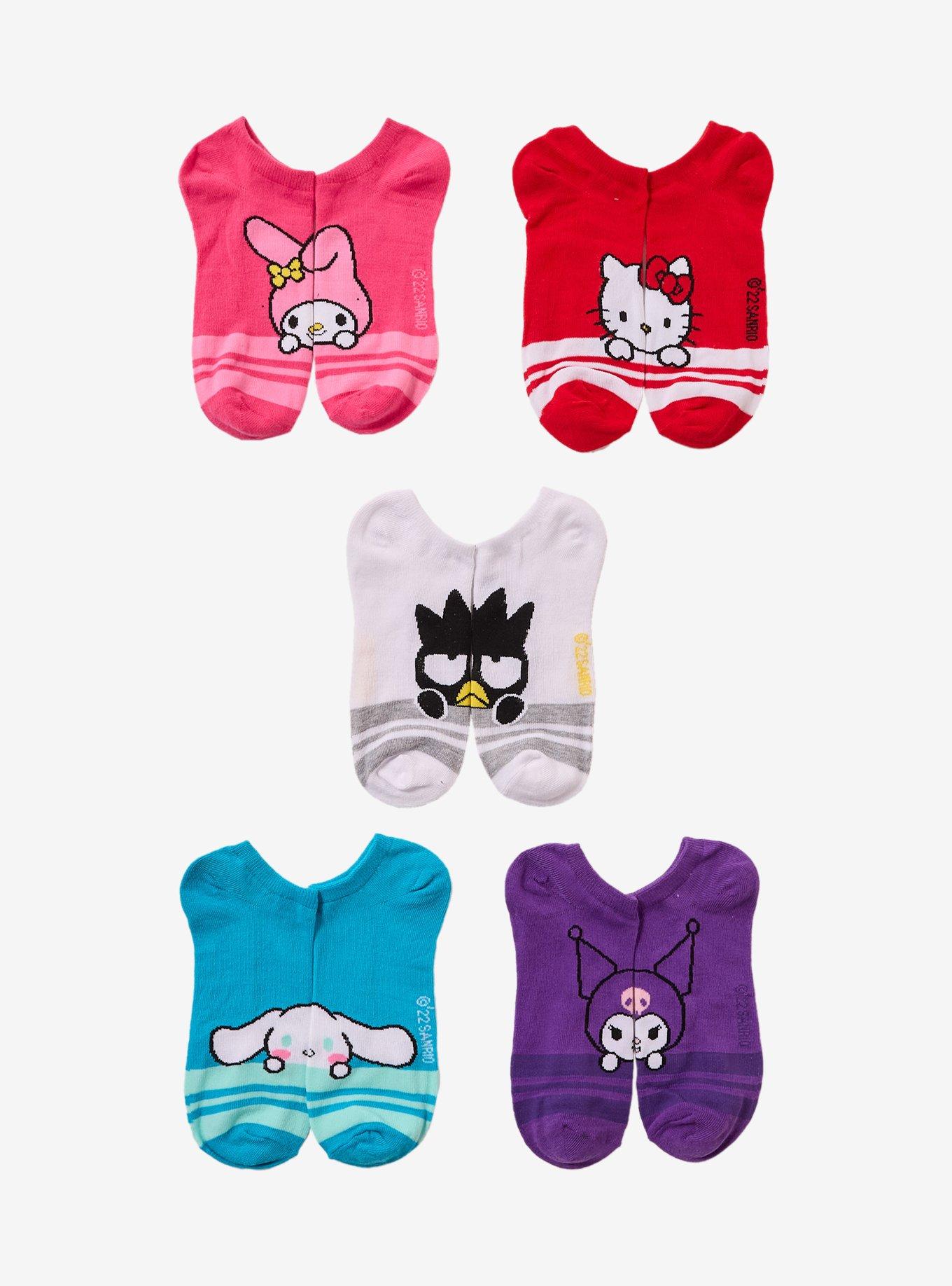 Hello Kitty And Friends Faces Varsity Stripe No-Show Socks 5 Pair, , hi-res
