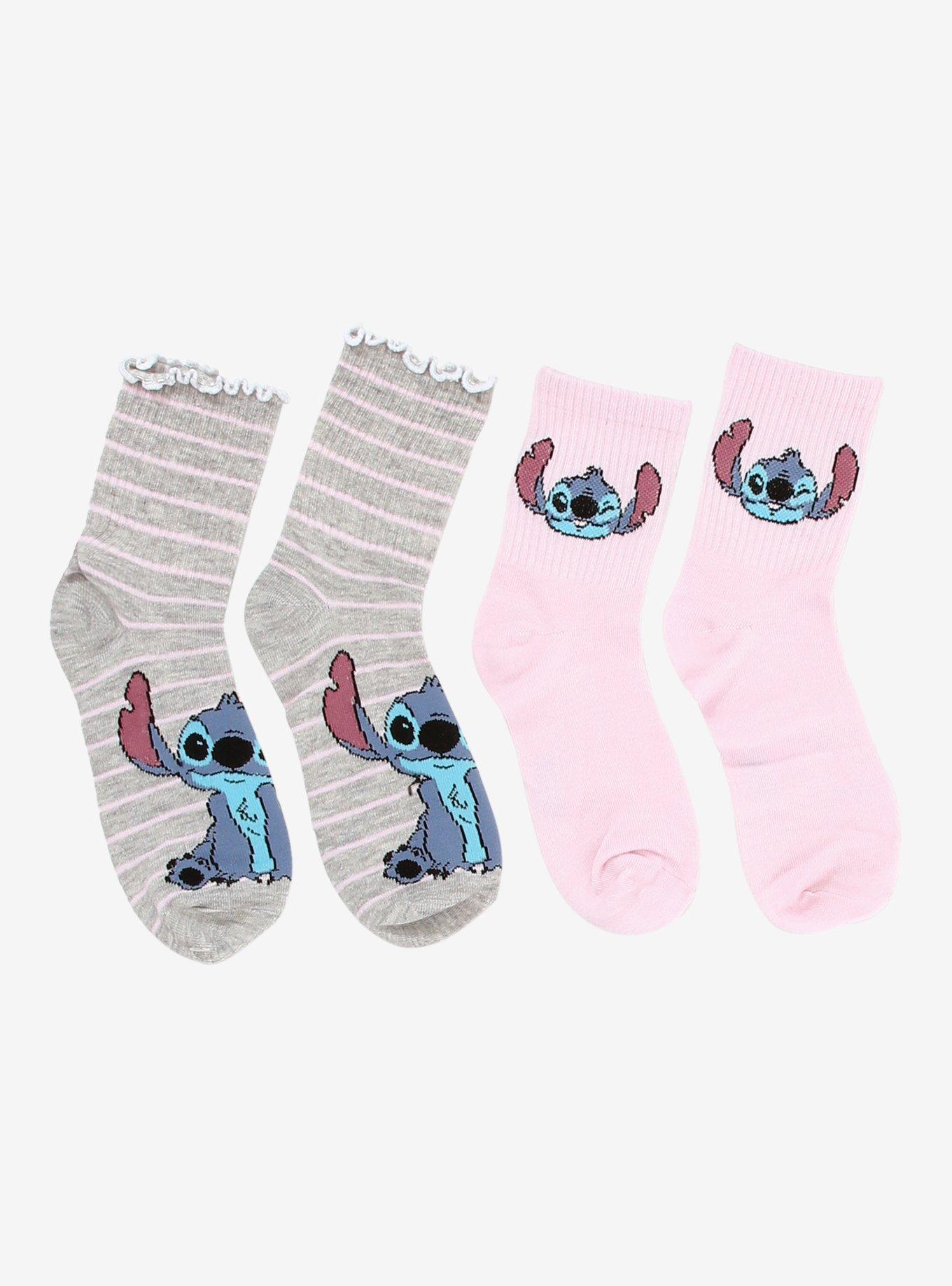 Disney Stitch Pink Stripe Ankle Socks 2 Pair, , hi-res