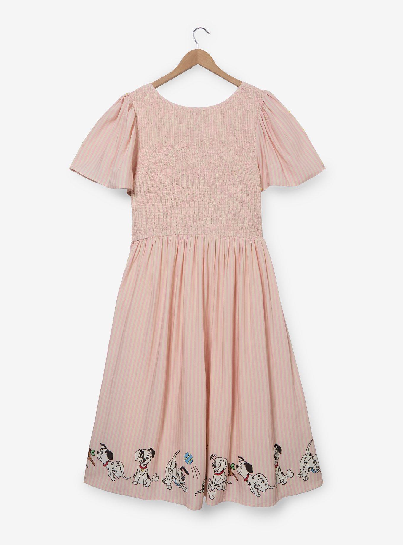 Disney 101 Dalmatians Puppies Stripe Midi Dress Plus Size, PINK, alternate - view 3
