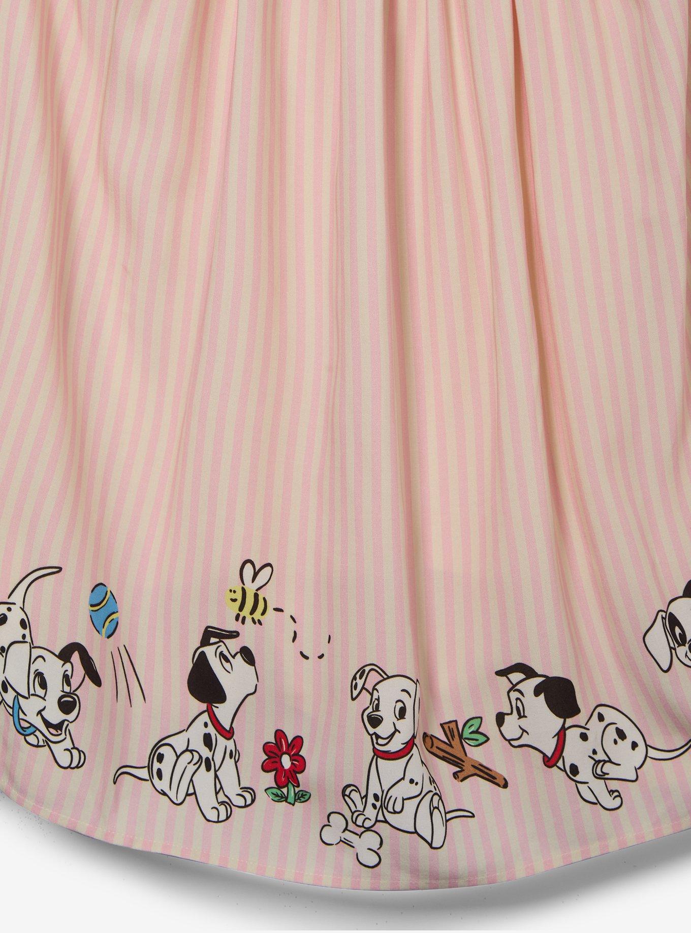 Disney 101 Dalmatians Puppies Stripe Midi Dress Plus Size, PINK, alternate - view 5