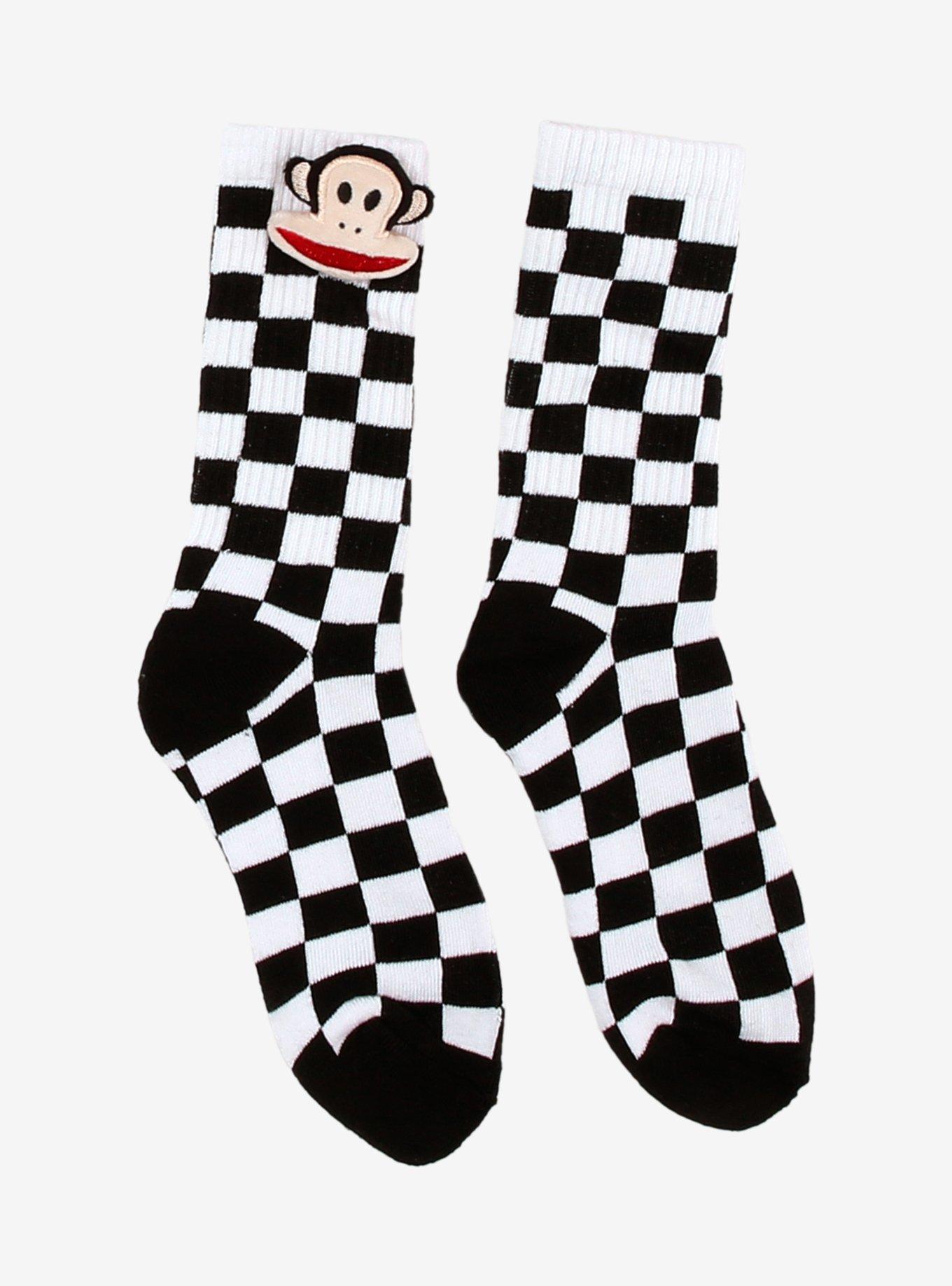 Paul Frank Black & White Checker 3D Plush Crew Socks, , hi-res