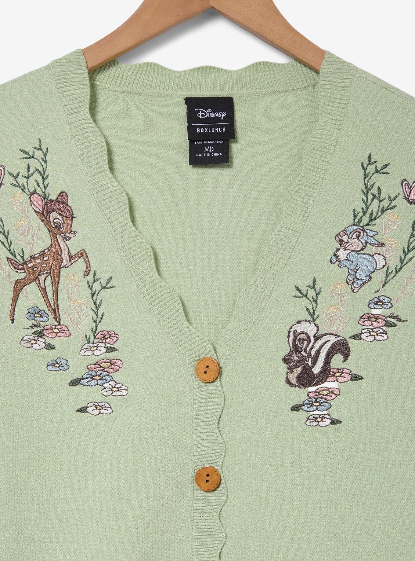 Disney Bambi Floral Characters Embroidered Women's Cardigan - BoxLunch Exclusive, SAGE, alternate