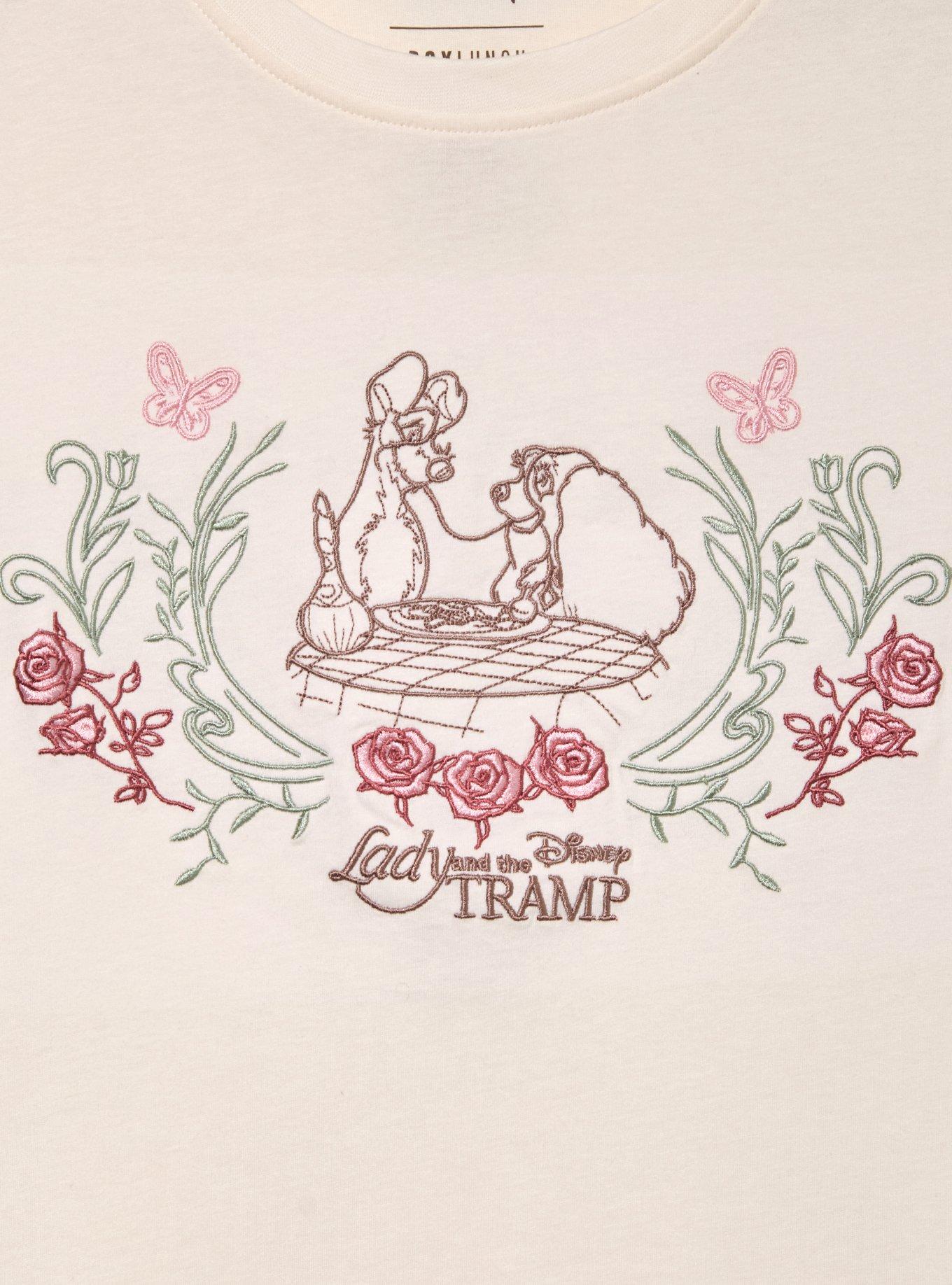 Disney The Lady and the Tramp Floral Embroidered Women's T-Shirt - BoxLunch Exclusive, , hi-res