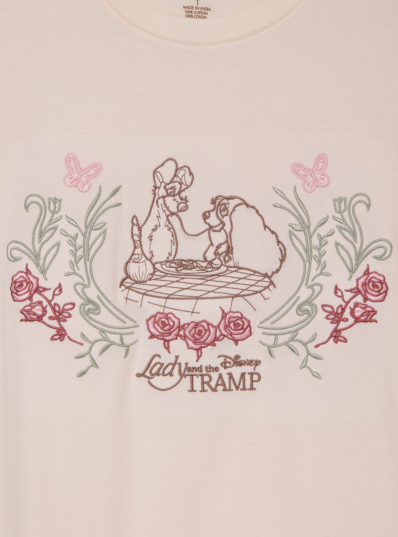 Disney The Lady and the Tramp Floral Embroidered Women's Plus Size T-Shirt - BoxLunch Exclusive, , hi-res