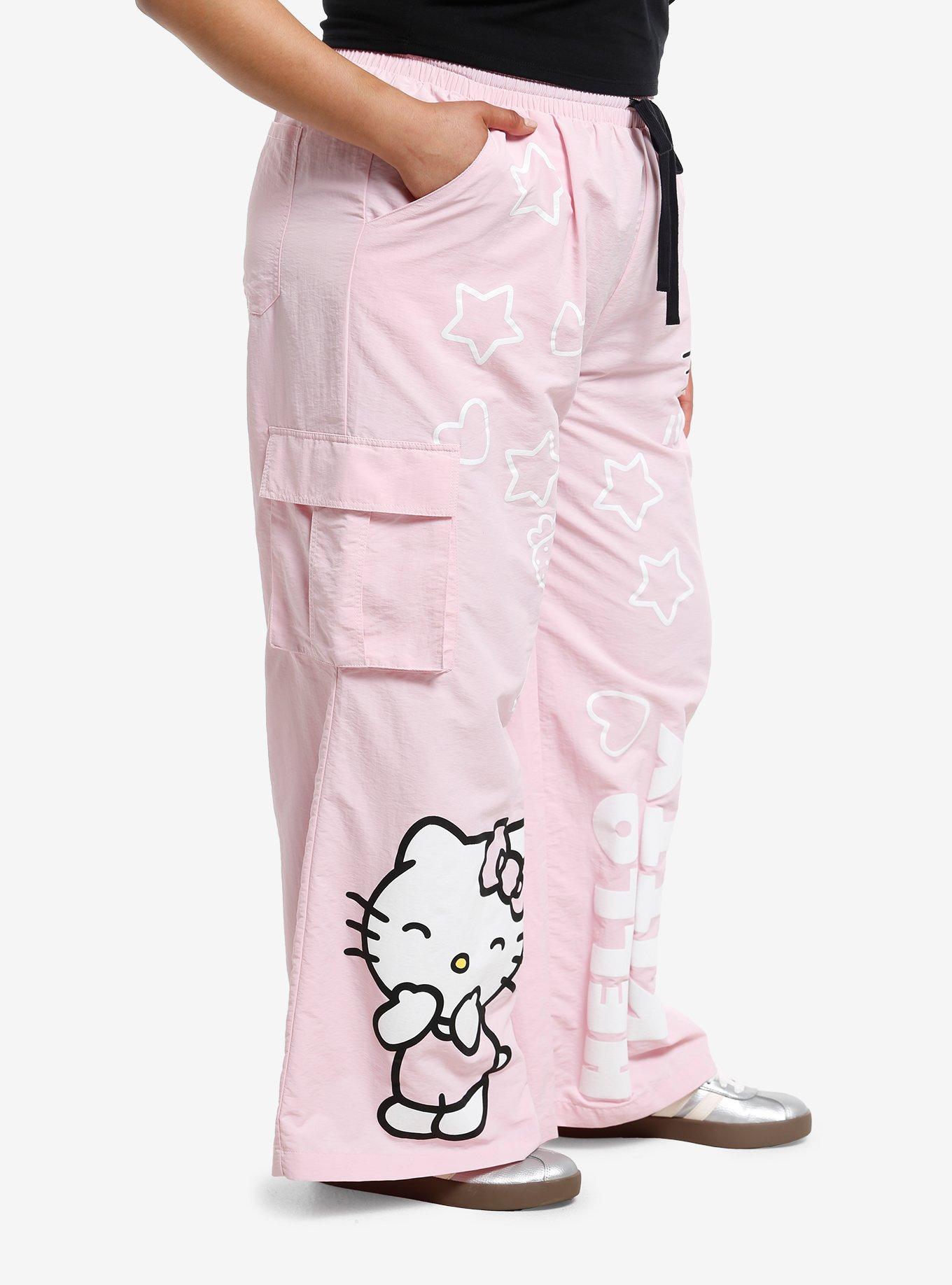 Hello Kitty Pink Nylon Cargo Pants Plus Size, MULTI, alternate