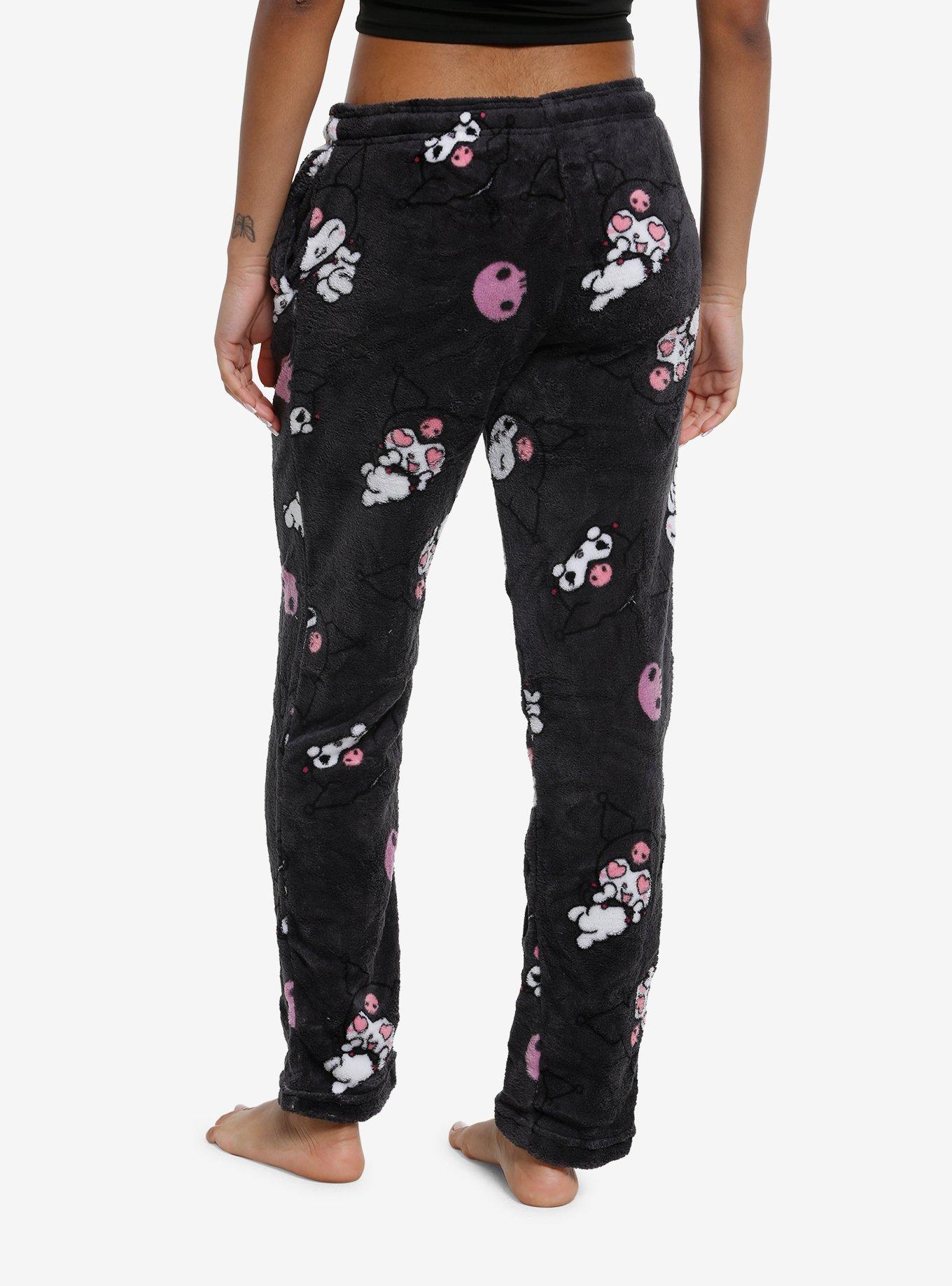 Kuromi Skulls Fuzzy Pajama Pants, , hi-res