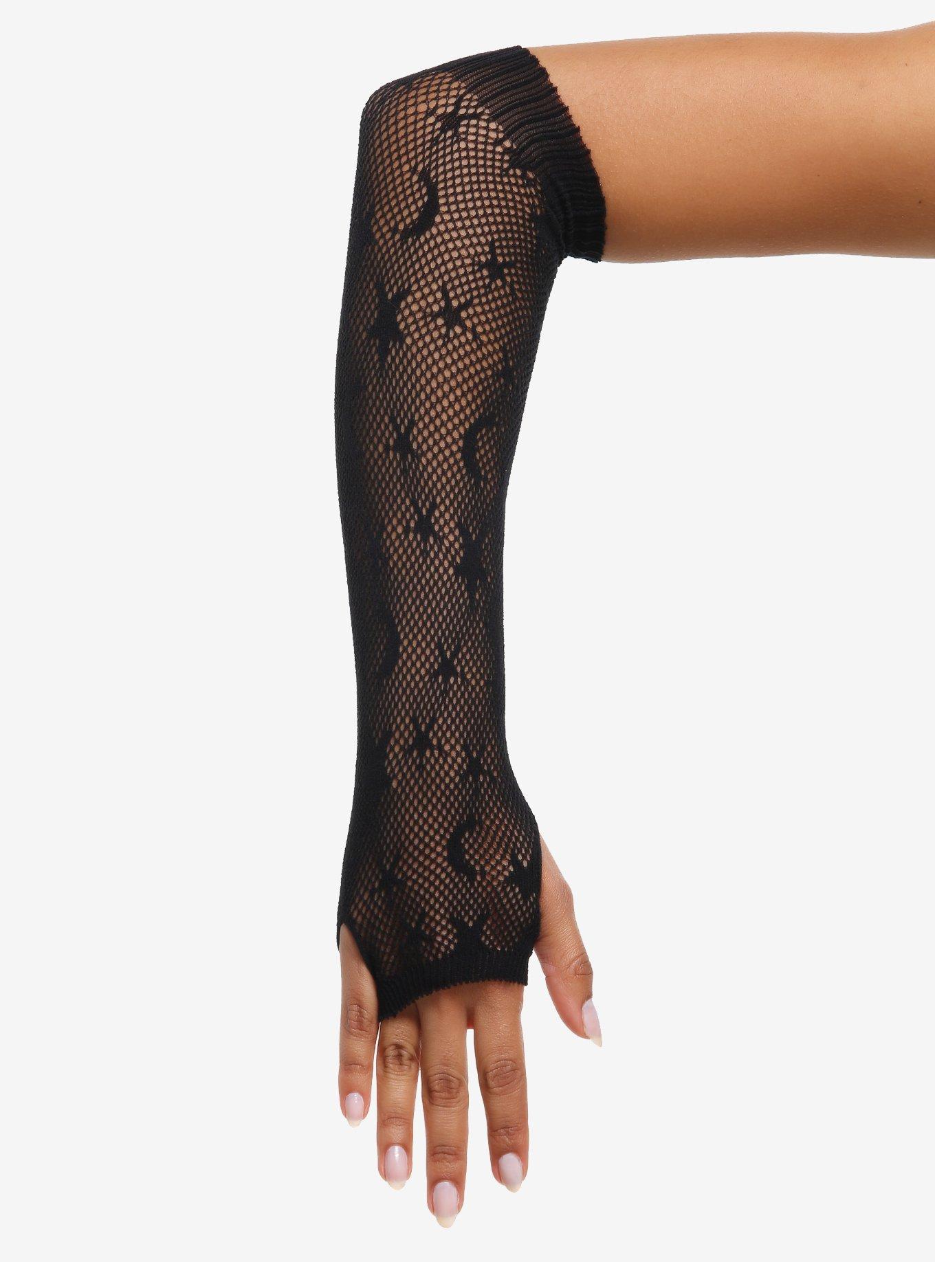Black Celestial Fishnet Arm Warmers, , hi-res