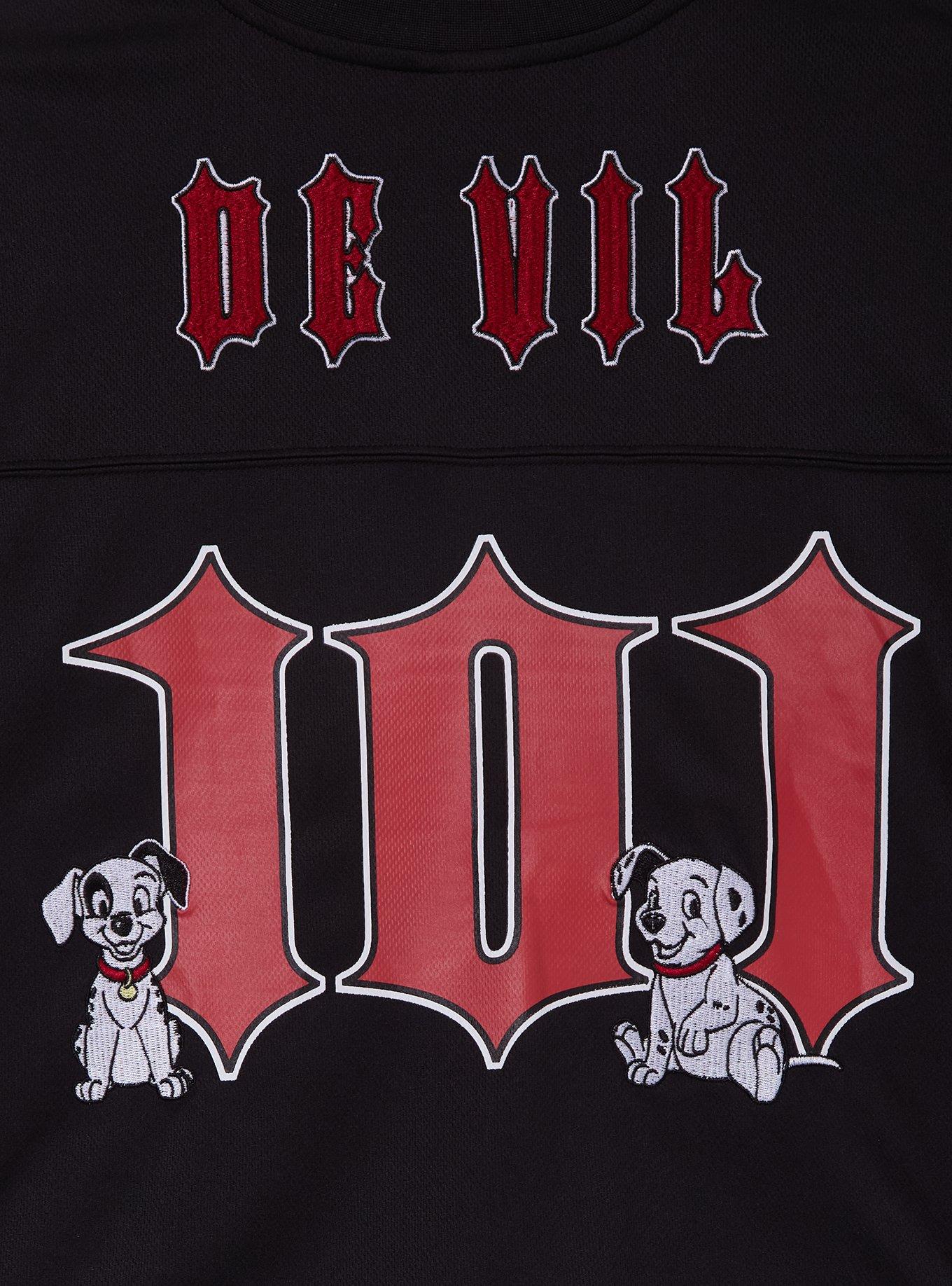 Disney 101 Dalmatians Cruella De Vil Women's Cropped Football Jersey - BoxLunch Exclusive, BLACK, alternate