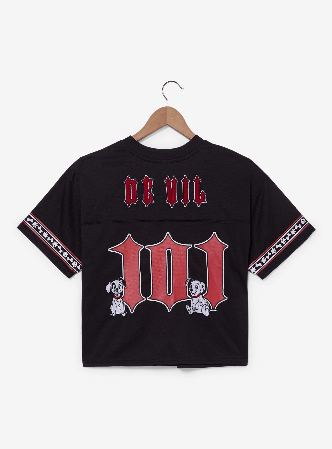 Disney 101 Dalmatians Cruella De Vil Women's Plus Size Cropped Football Jersey - BoxLunch Exclusive, , hi-res