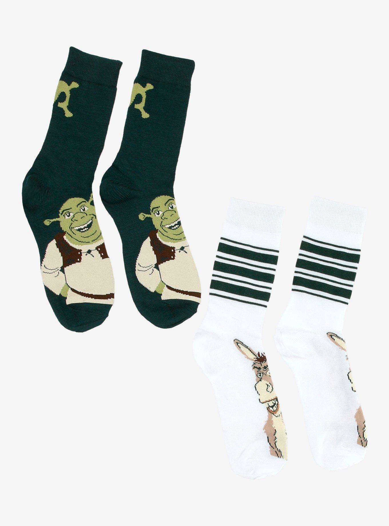 Shrek Donkey Character Logo Stripe Crew Socks 2 Pair, , hi-res