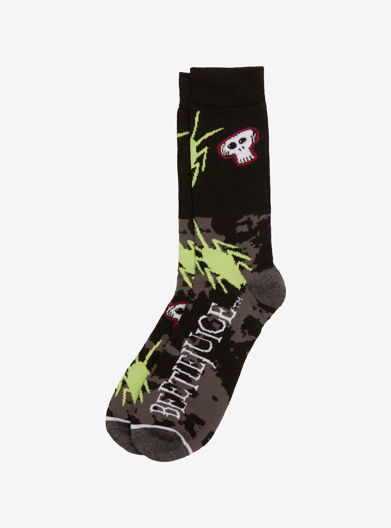 Beetlejuice Bugs & Skulls Crew Socks, , hi-res