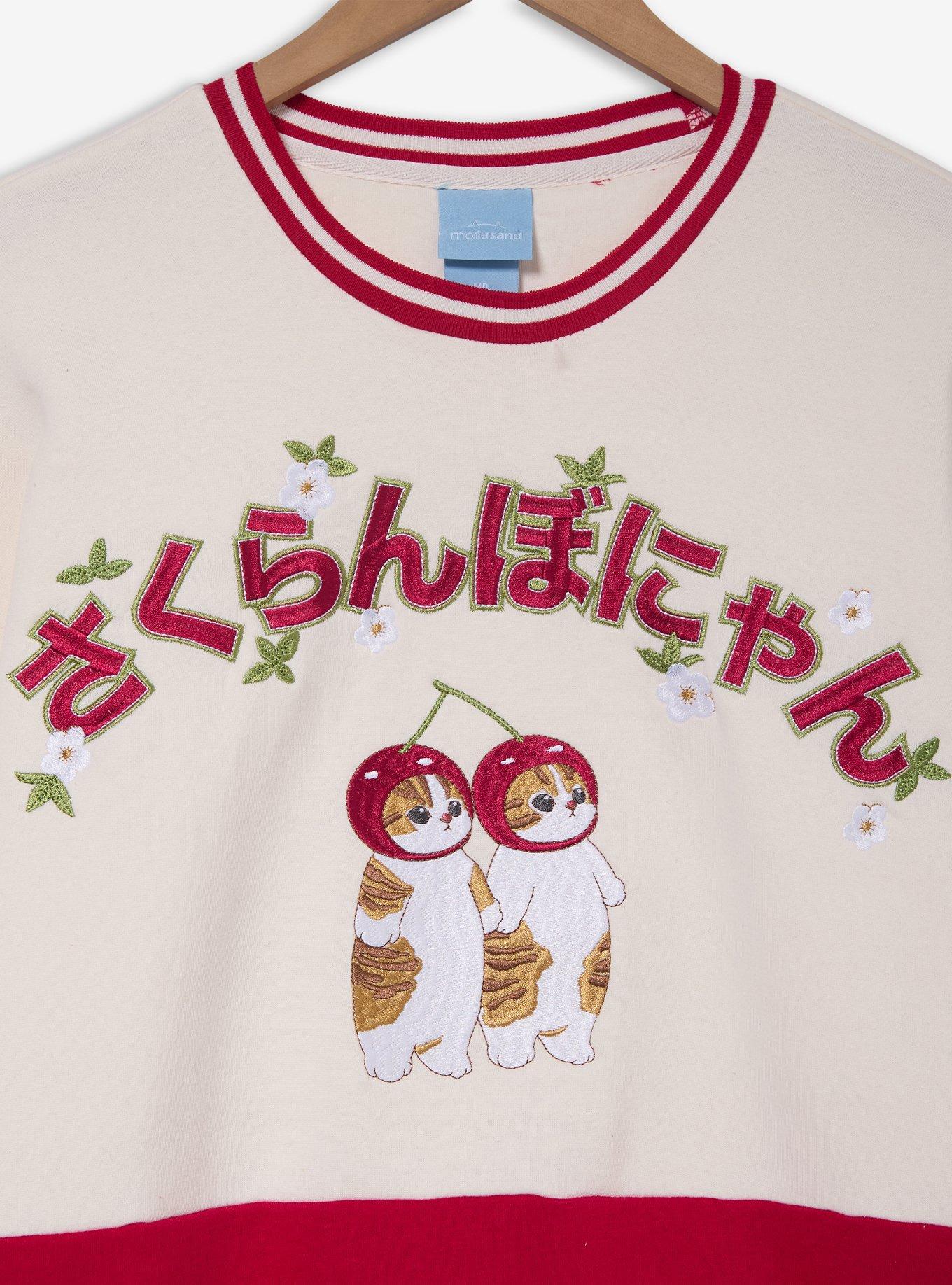 Mofusand Cherry Cats Panel Crewneck - BoxLunch Exclusive, , hi-res