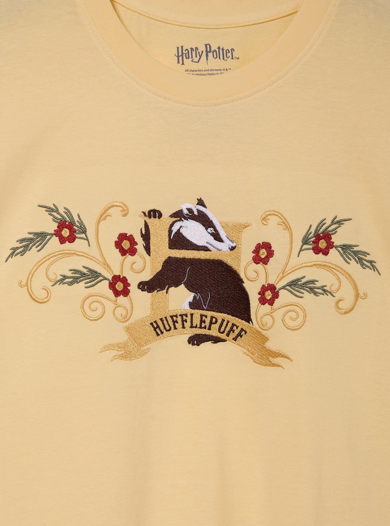 Harry Potter Hufflepuff Flowers Embroidered Plus T-Shirt — BoxLunch Exclusive