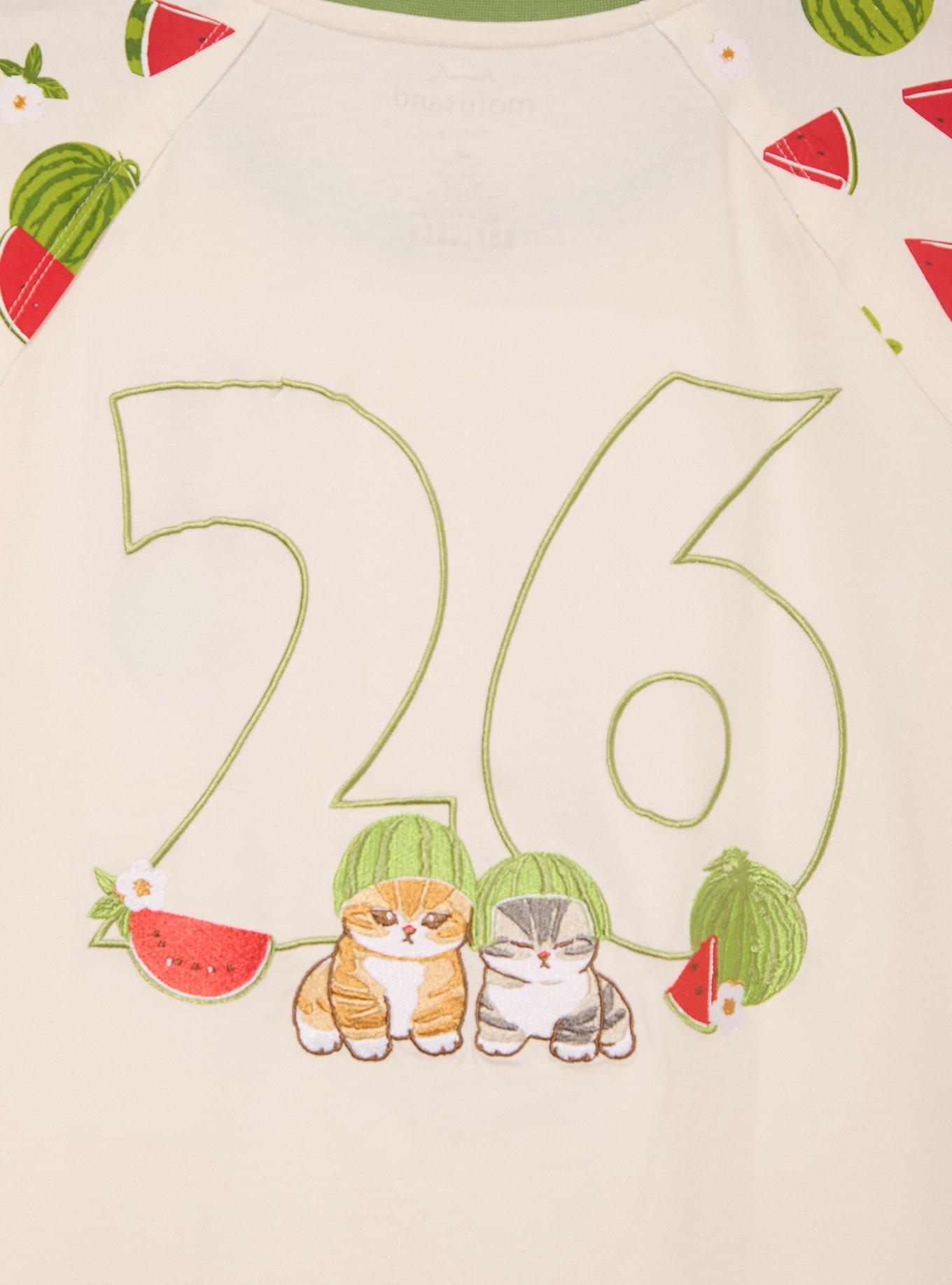 Mofusand Floral Fruit Cats Women's Ringer T-Shirt - BoxLunch Exclusive, CREAM, alternate - view 4