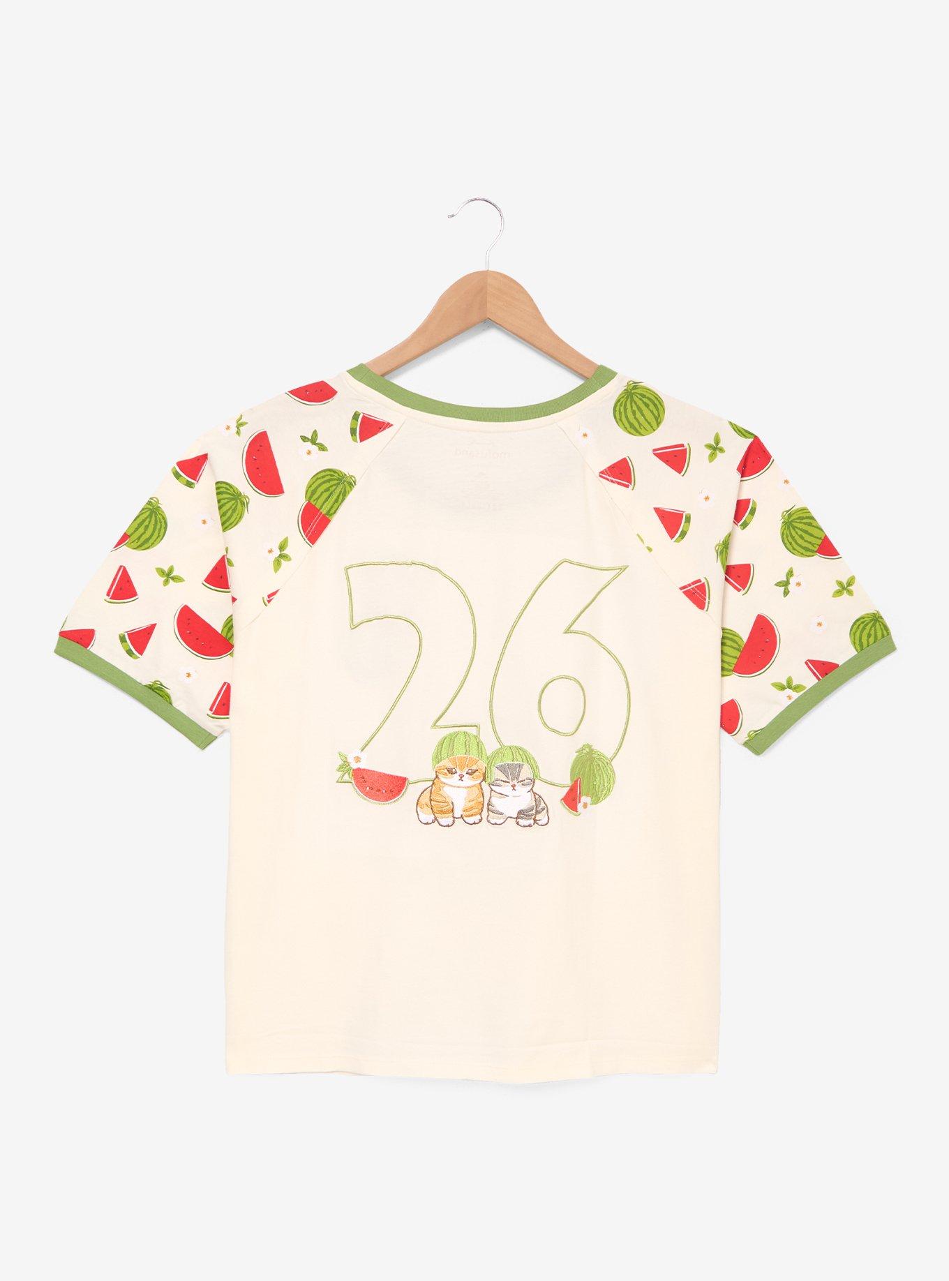 Mofusand Floral Fruit Cats Women's Plus Size Ringer T-Shirt - BoxLunch Exclusive, , hi-res