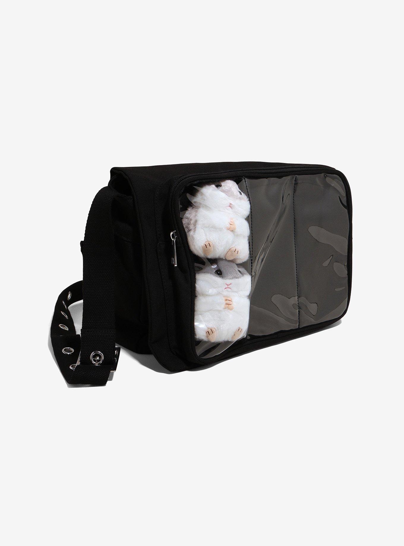 Black Trinket Display Grommet Charm Messenger Bag, , hi-res