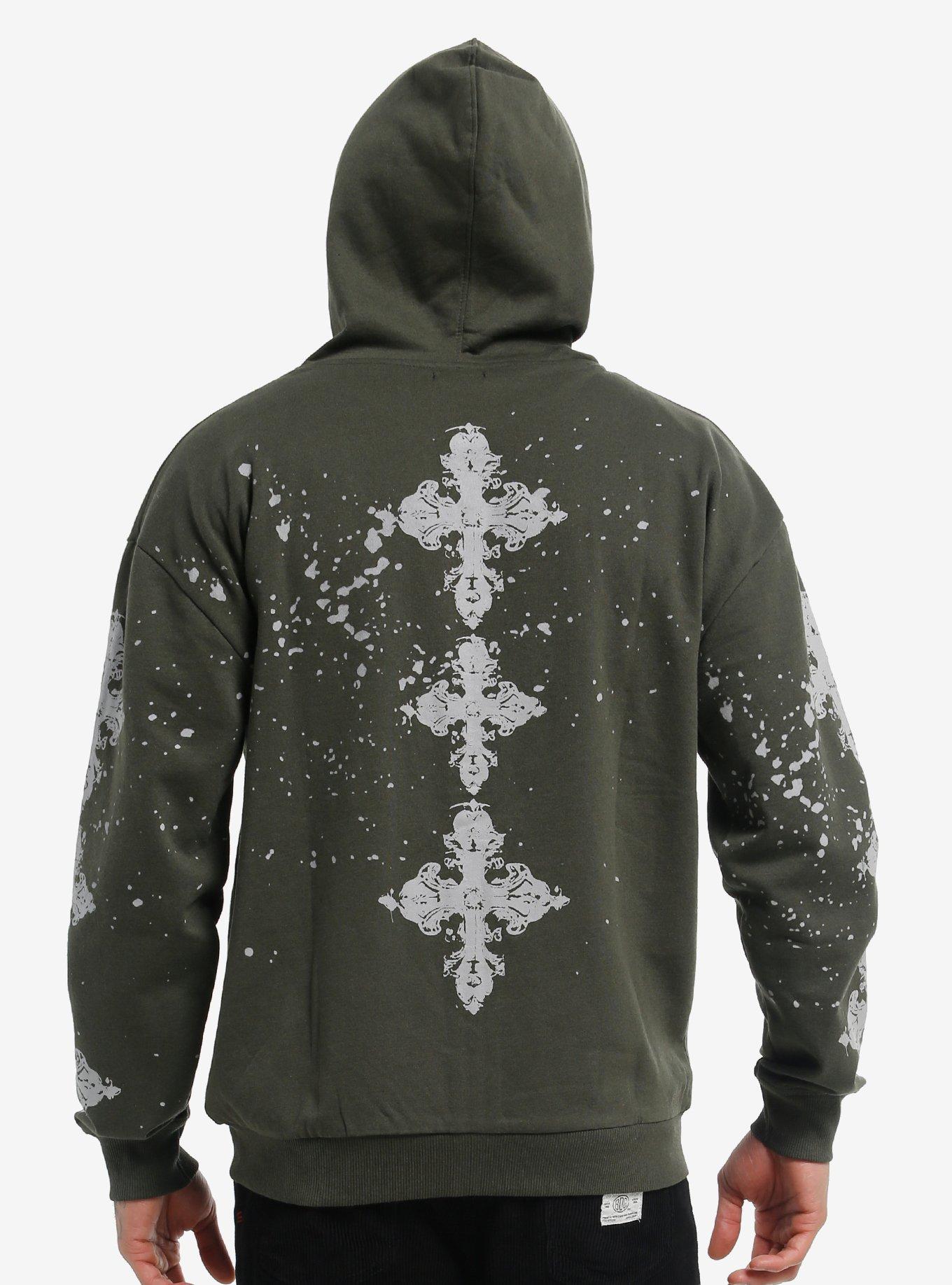 Green Cross Splatter Hoodie, , hi-res